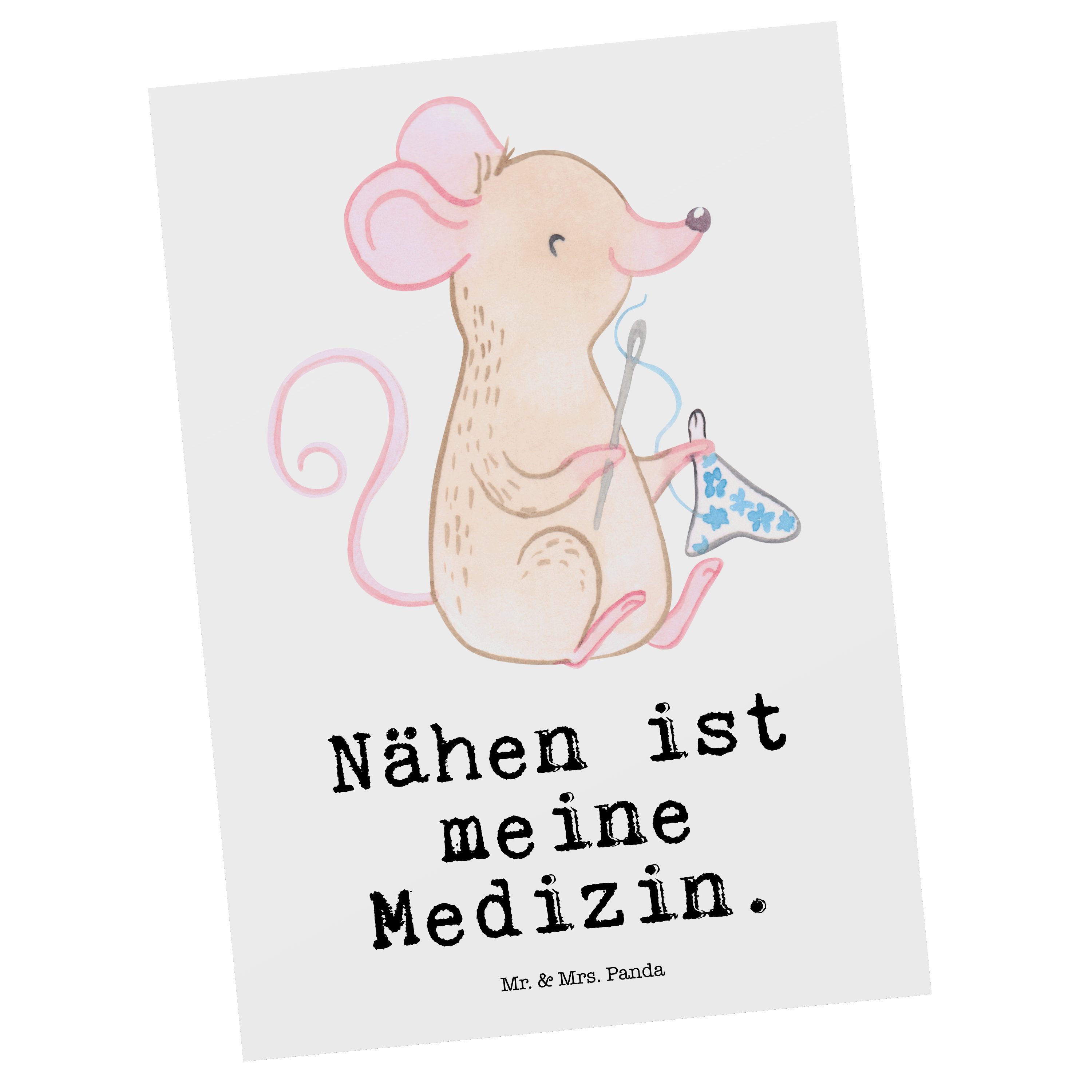Mr. & Mrs. Panda Postkarte Maus Nähen Medizin - Weiß - Geschenk, Sport, DIY, Nähprojekte, Nähkur