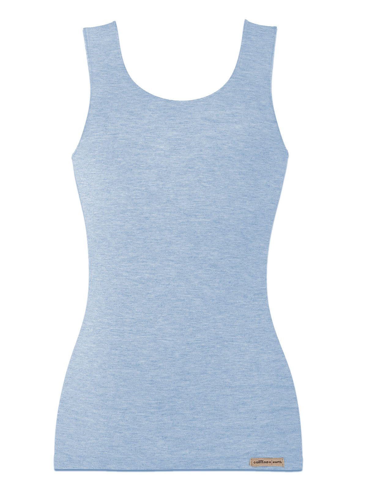 (Stück, Achselunterhemd blau-melange 1-St) Baumwoll Vegan COMAZO Damen Achselhemd