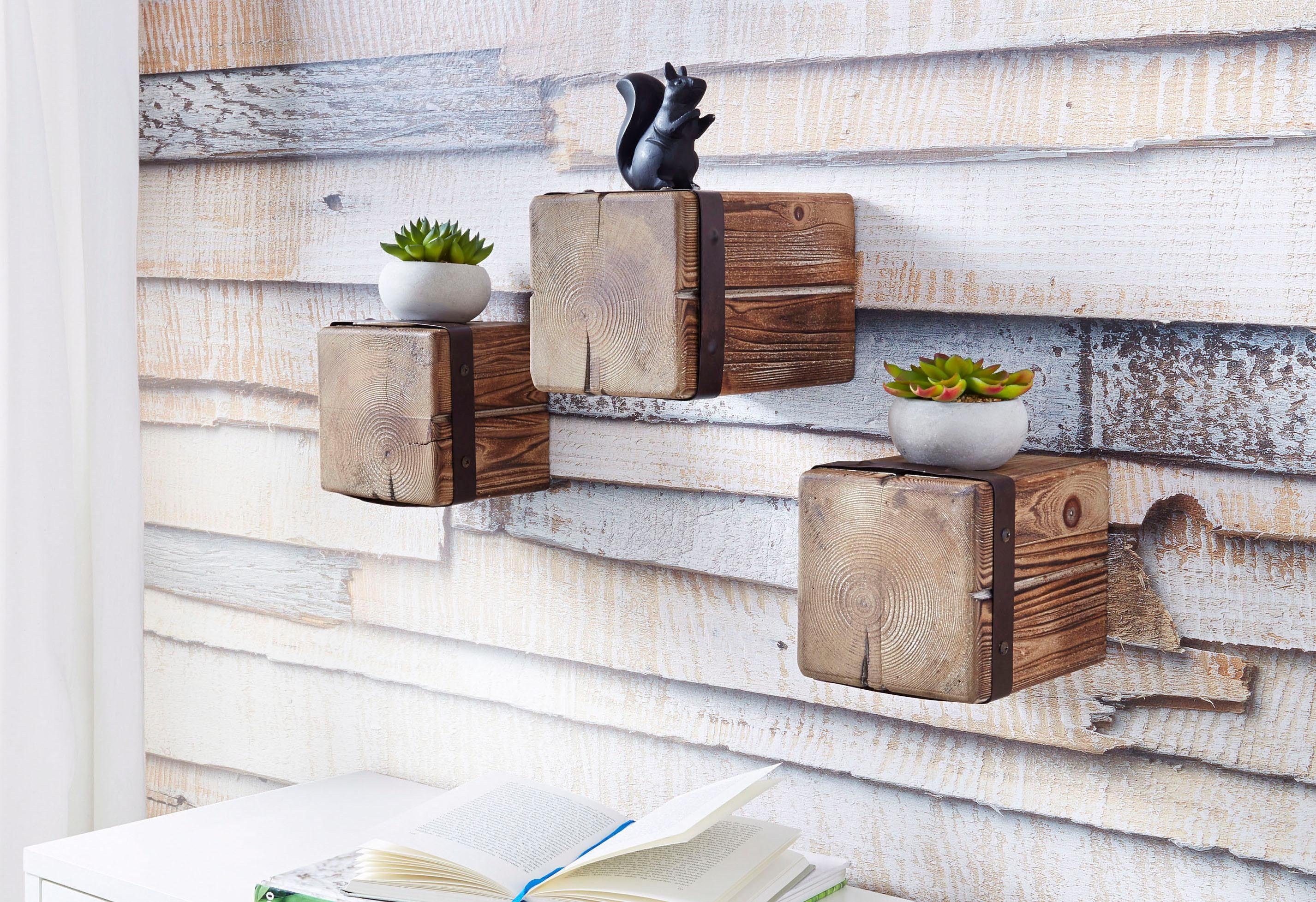 Home affaire Wandregal Holzpfeiler, 3-tlg. günstig online kaufen