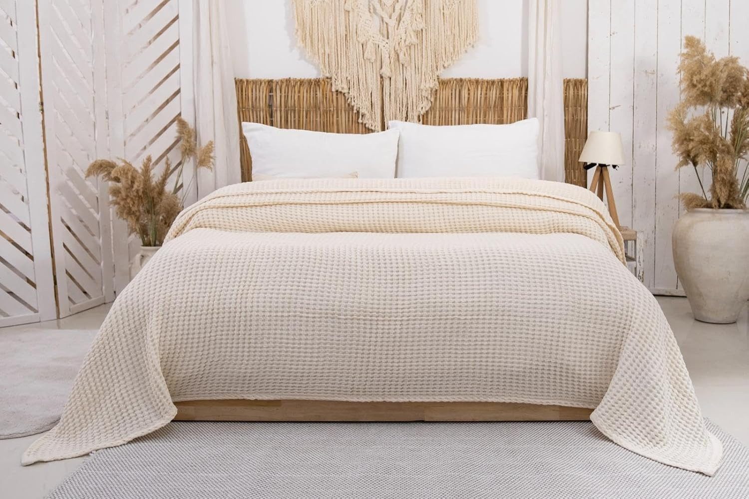 BOHORIA Tagesdecke Tagesdecke 220x240 Überwurf Baumwolle Waffeloptik Sofa Bett NIU