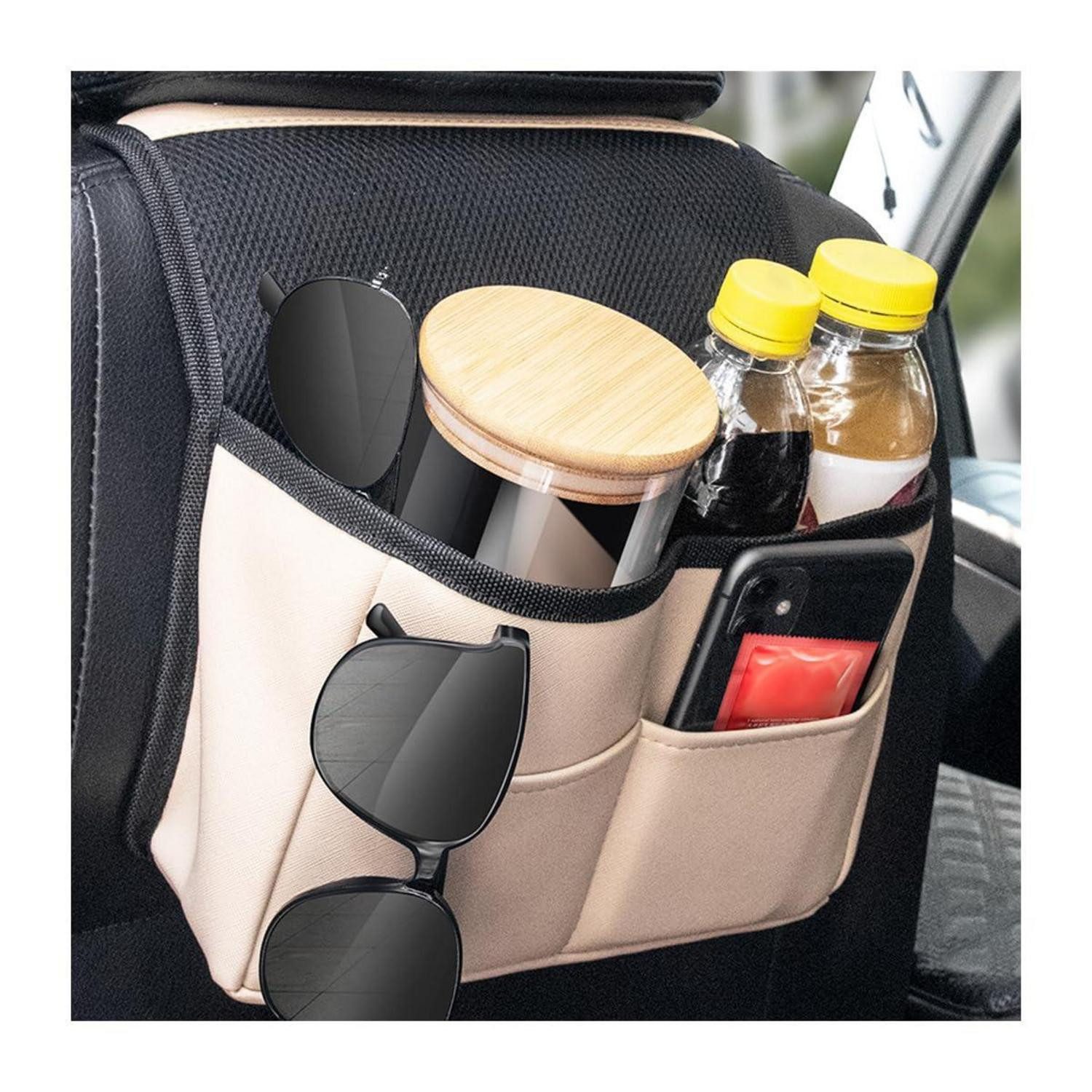 LuxusKollektion Auto-Rückenlehnentasche Rücksitz-Organizer Kunstleder Beige
