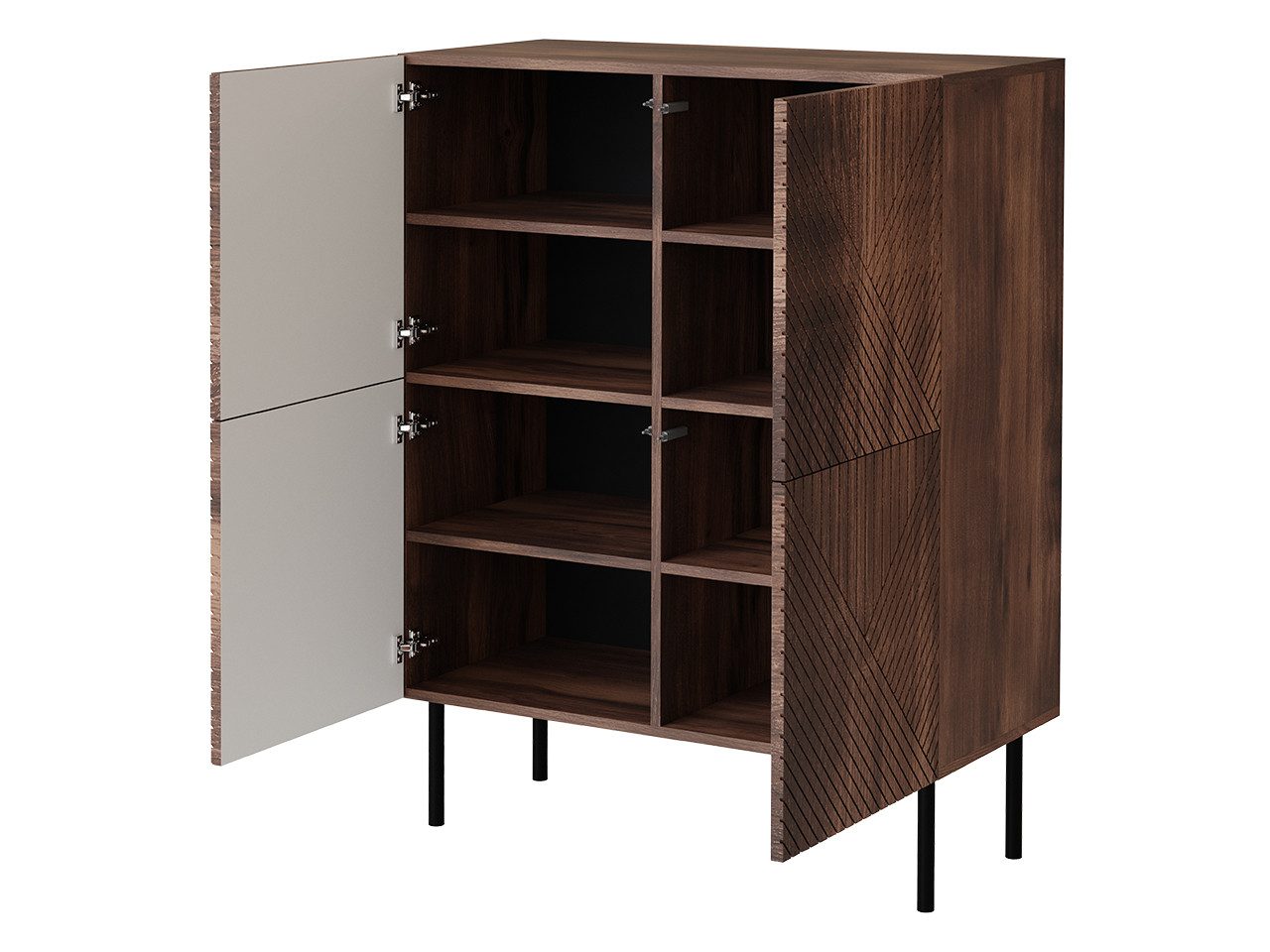 MIRJAN24 Kommode Art Deco 4D 89 (mit vier Drehtüren), Metallfüße, 89x42x118 cm