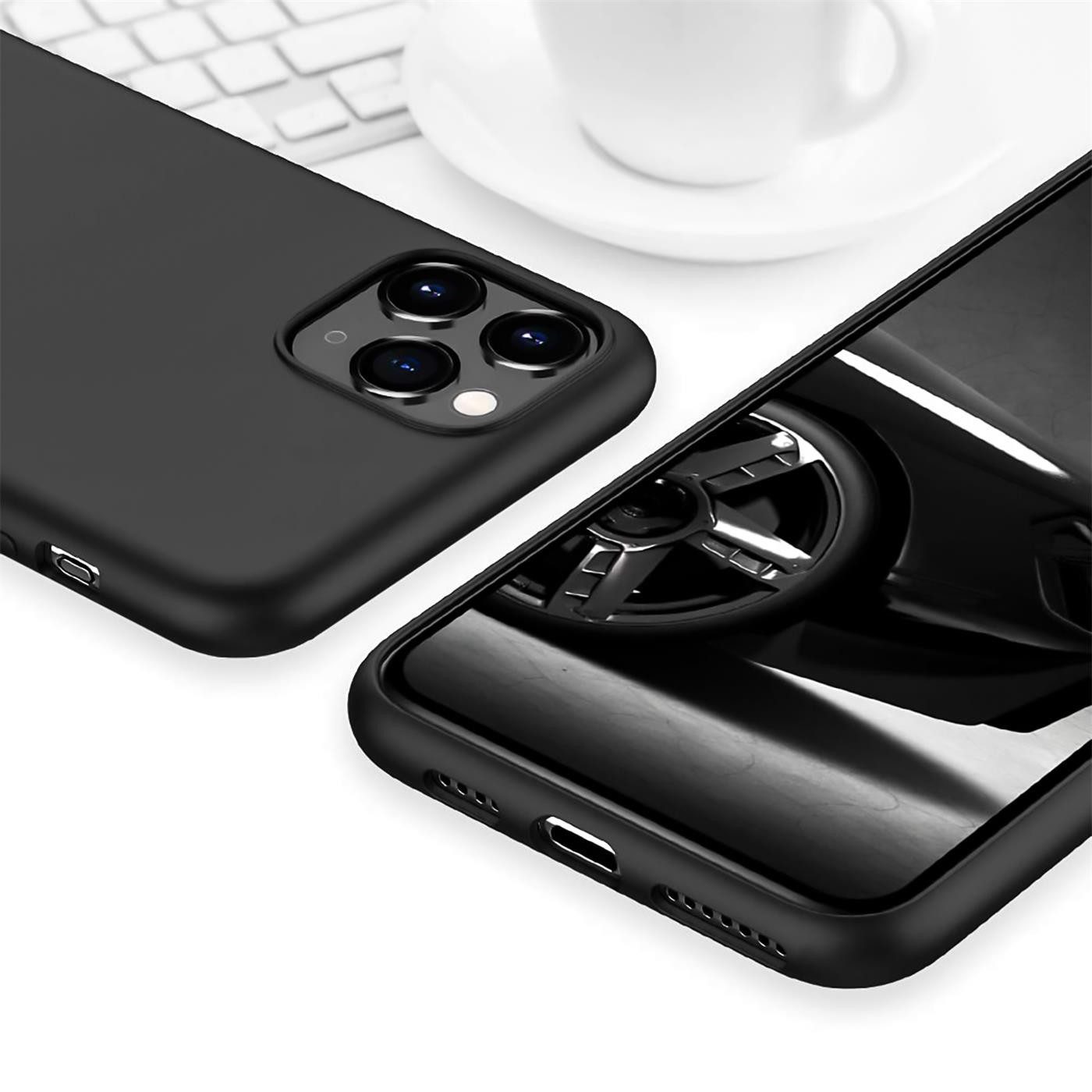 CoolGadget Handyhülle Handy Schutzhülle für Apple iPhone 11 Pro Max matt schwarz 6,5 Zoll, Silikon TPU Hülle Schutz Tasche Cover schlicht Slim Case
