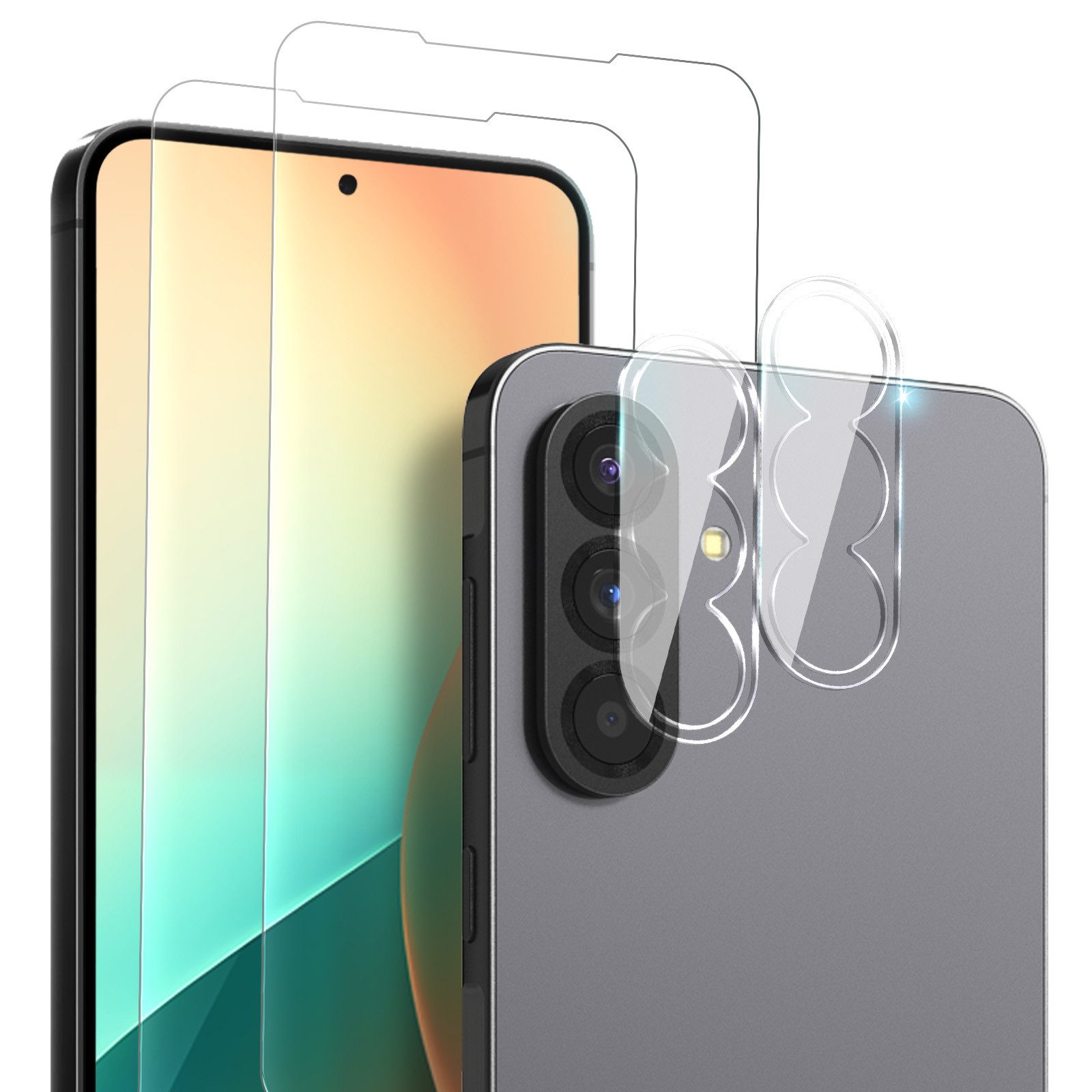 Tec-Expert Displayschutzglas 2x 9H Kamera und Displayglas für Samsung Galaxy A57 5G für Samsung Galaxy A57 5G, Kamera + Display Schutzglas, 4 Stück, Kameraschutz, Displayschutz, Schutzglas, kratz- & stoßfest
