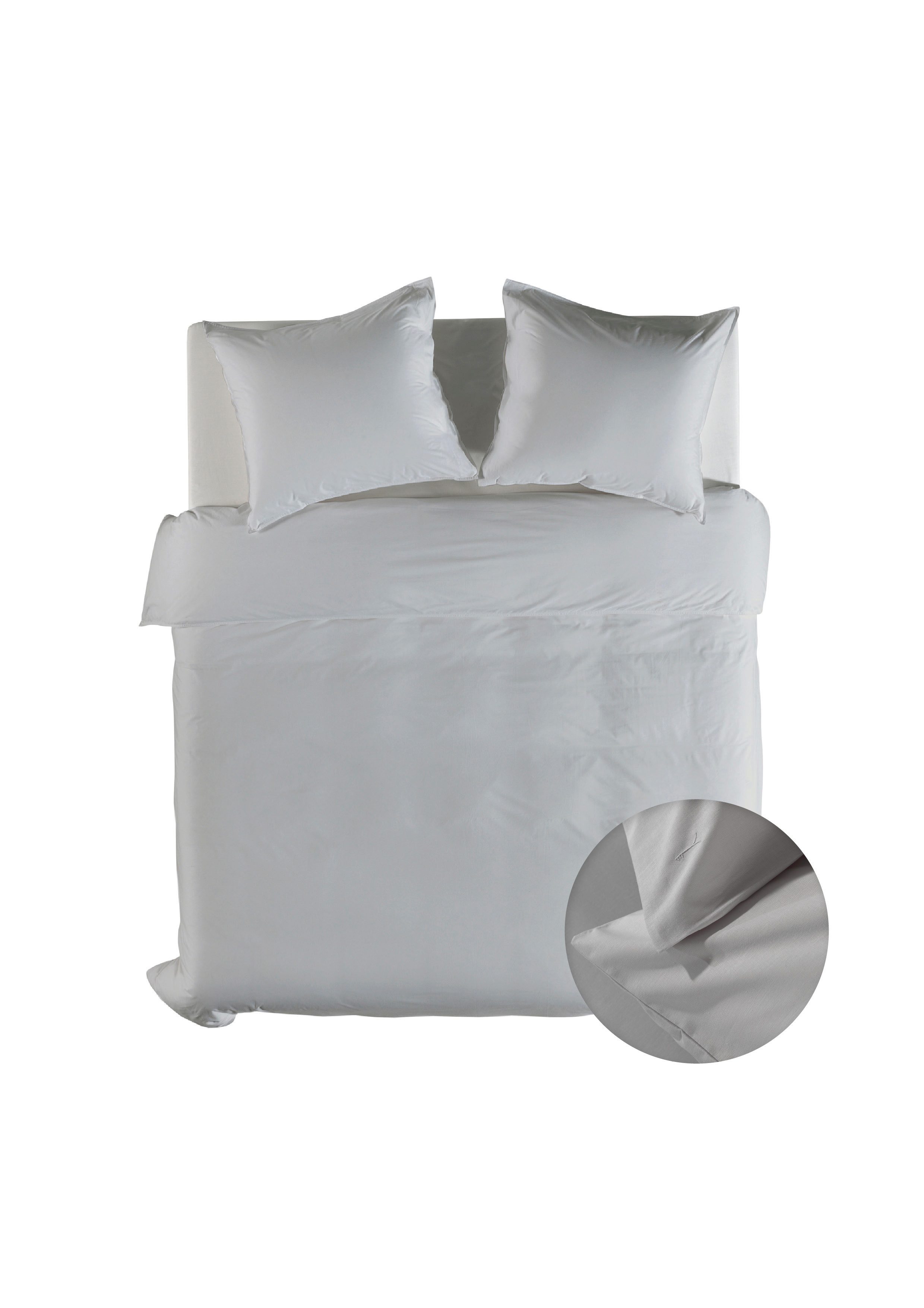 YELLOW Bettwäsche Suite Casablanca Dbo 240 Vaporous Grey 240x220 Vaporous-Grey Uni, Baumwolle, 3 teilig, Bettwäsche 240x220 Baumwolle Baumwolle Uni Hotelverschluss