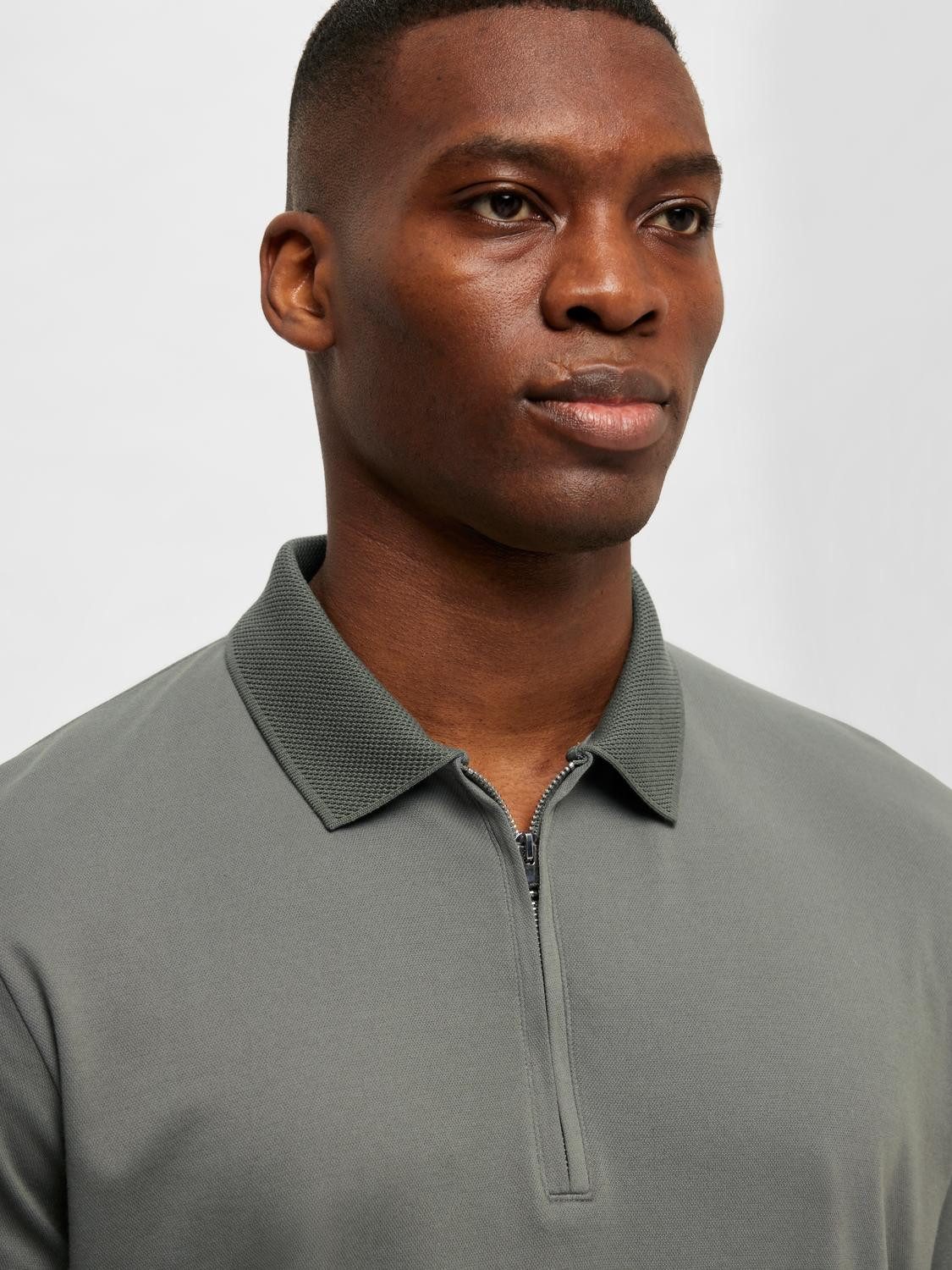 Selected Poloshirt SLHFAVE ZIP SS POLO NOOS Baumwollmischung, regular fit