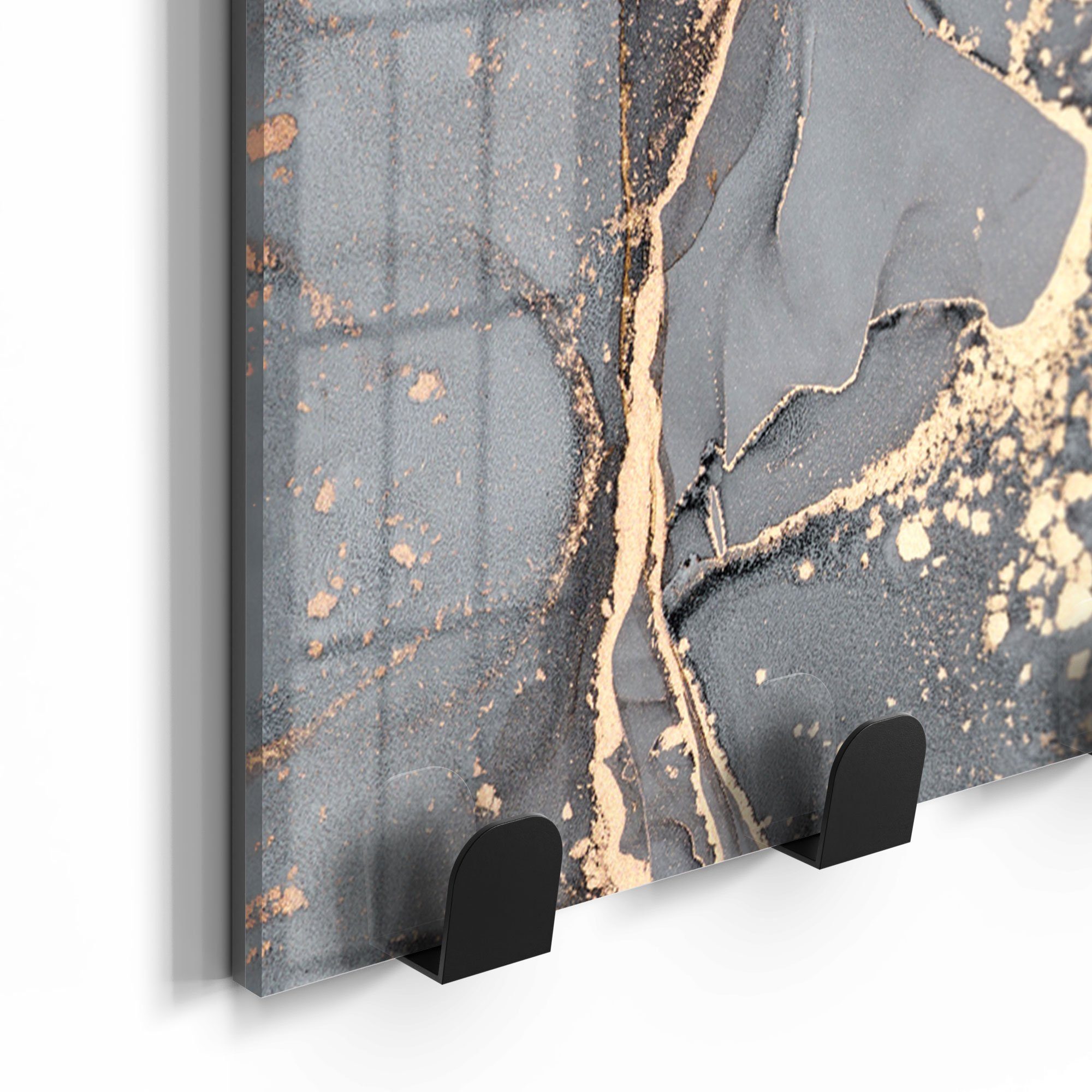 DEQORI Kleiderhaken 'Elegantes Marmormuster', Glas Garderobe Paneel magnetisch beschreibbar