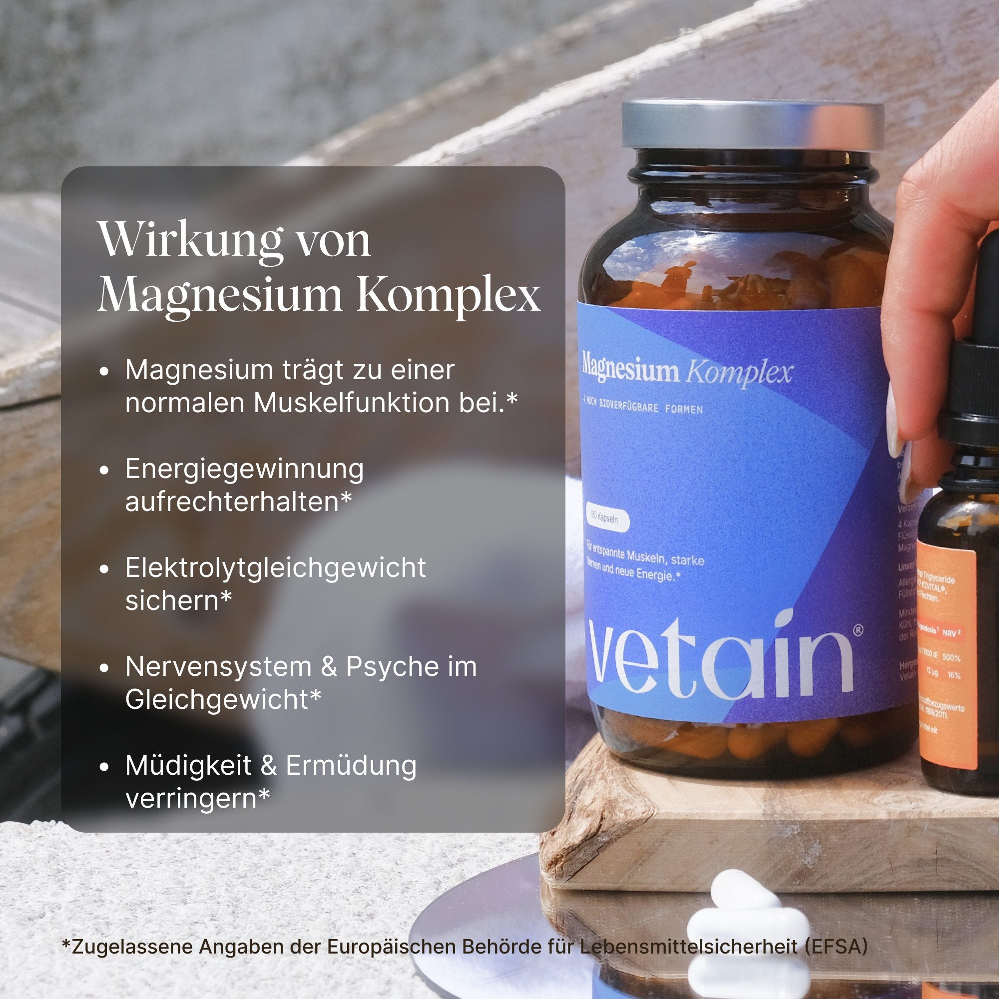 VETAIN Magnesium Komplex - 180 vegane Kapseln, 350mg elementares Magnesium je Tagesdosis à 180 St., 91.8 g, Ohne unnötige Zusätze