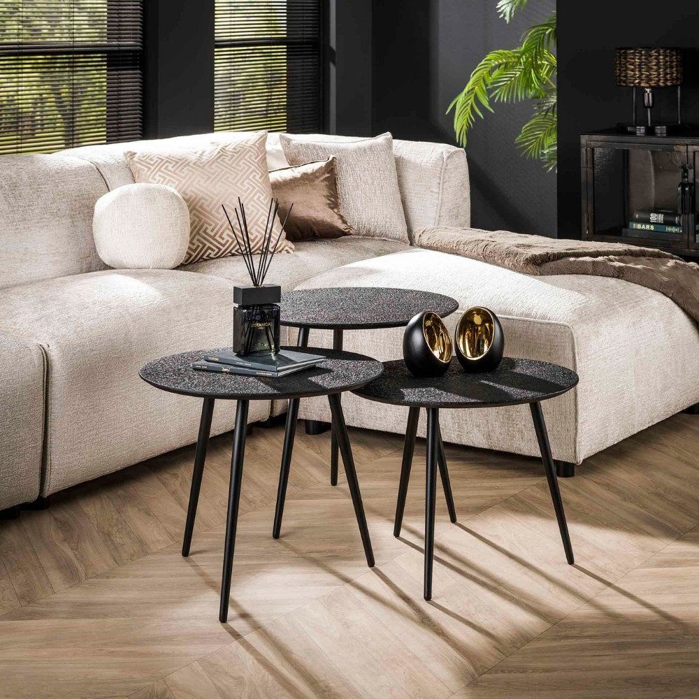 Schwarz Xezal 3er-Set in Holz Couchtisch 530x540x540mm, Möbel aus RINGO-Living Beistelltisch