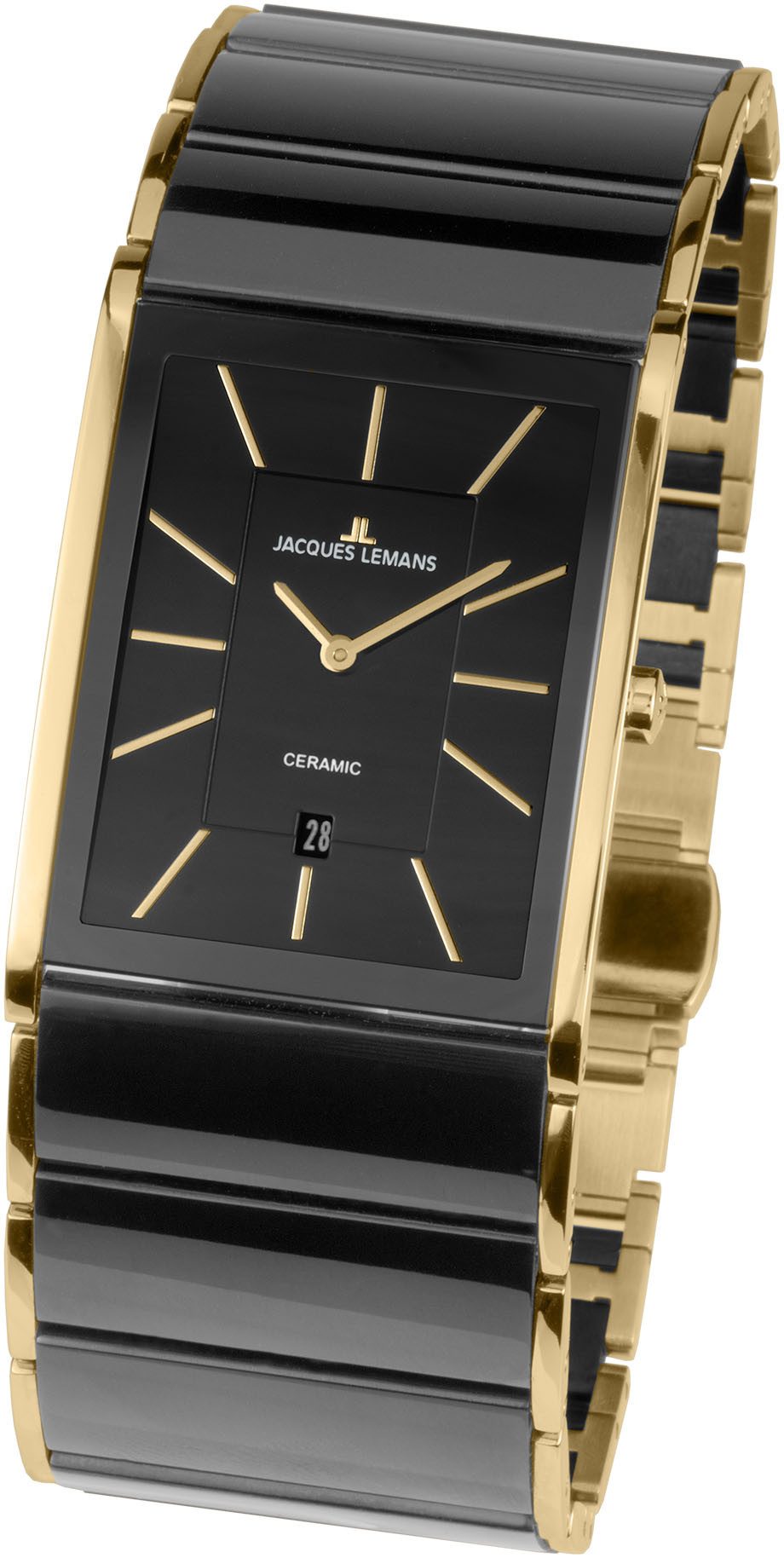 Jacques Lemans Keramikuhr Dublin 1-1939E, Quarzuhr, Armbanduhr, Damenuhr, Herrenuhr, Datum, Keramikarmband