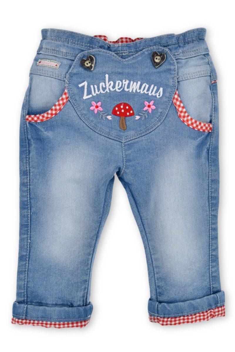 Trachtenlederhose Baby Mädchen Jeans 'Zuckermaus' 86854, Blue denim