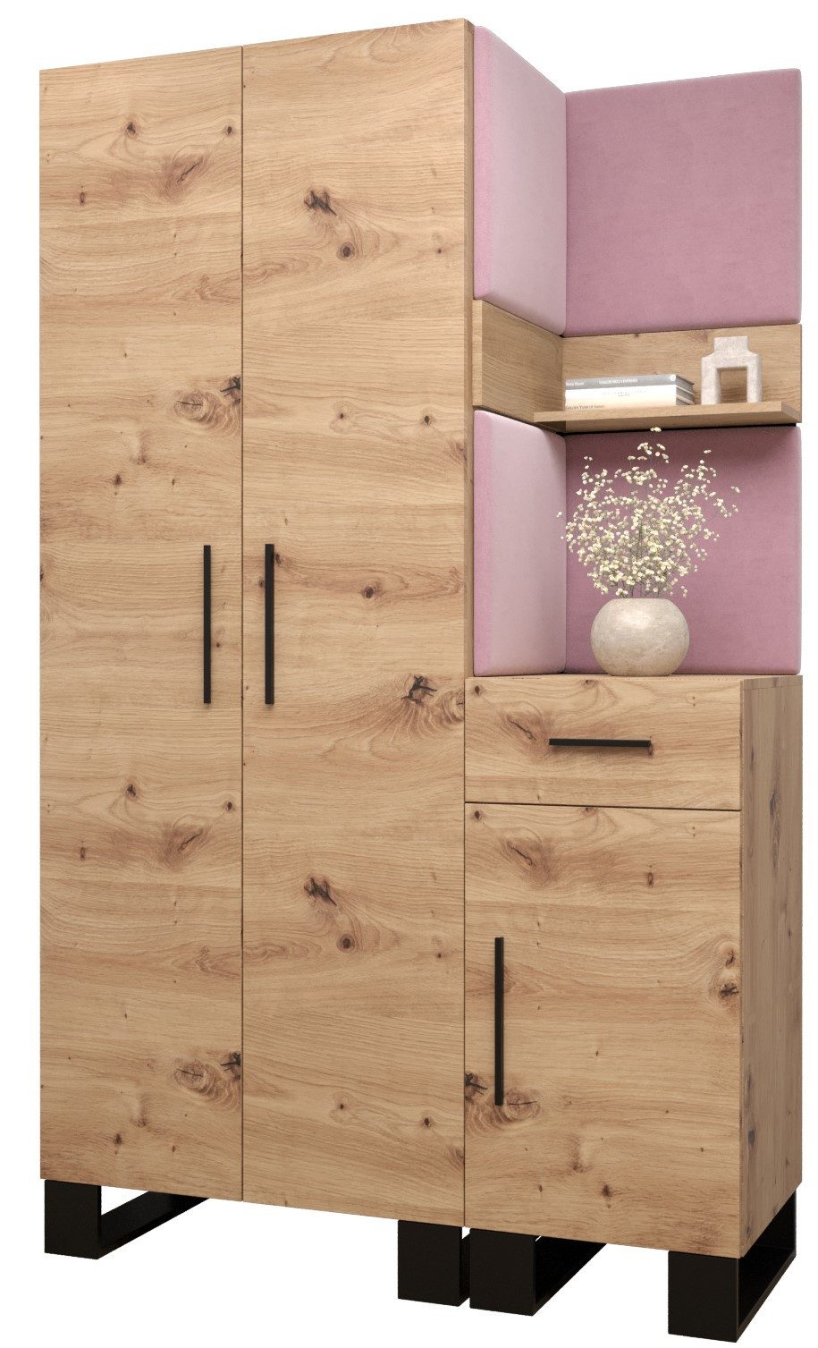 ABIKS MÖBEL Garderoben-Set ARTIN Set 6 Garderobe mit gepolsterten Paneelen, Industriell Design