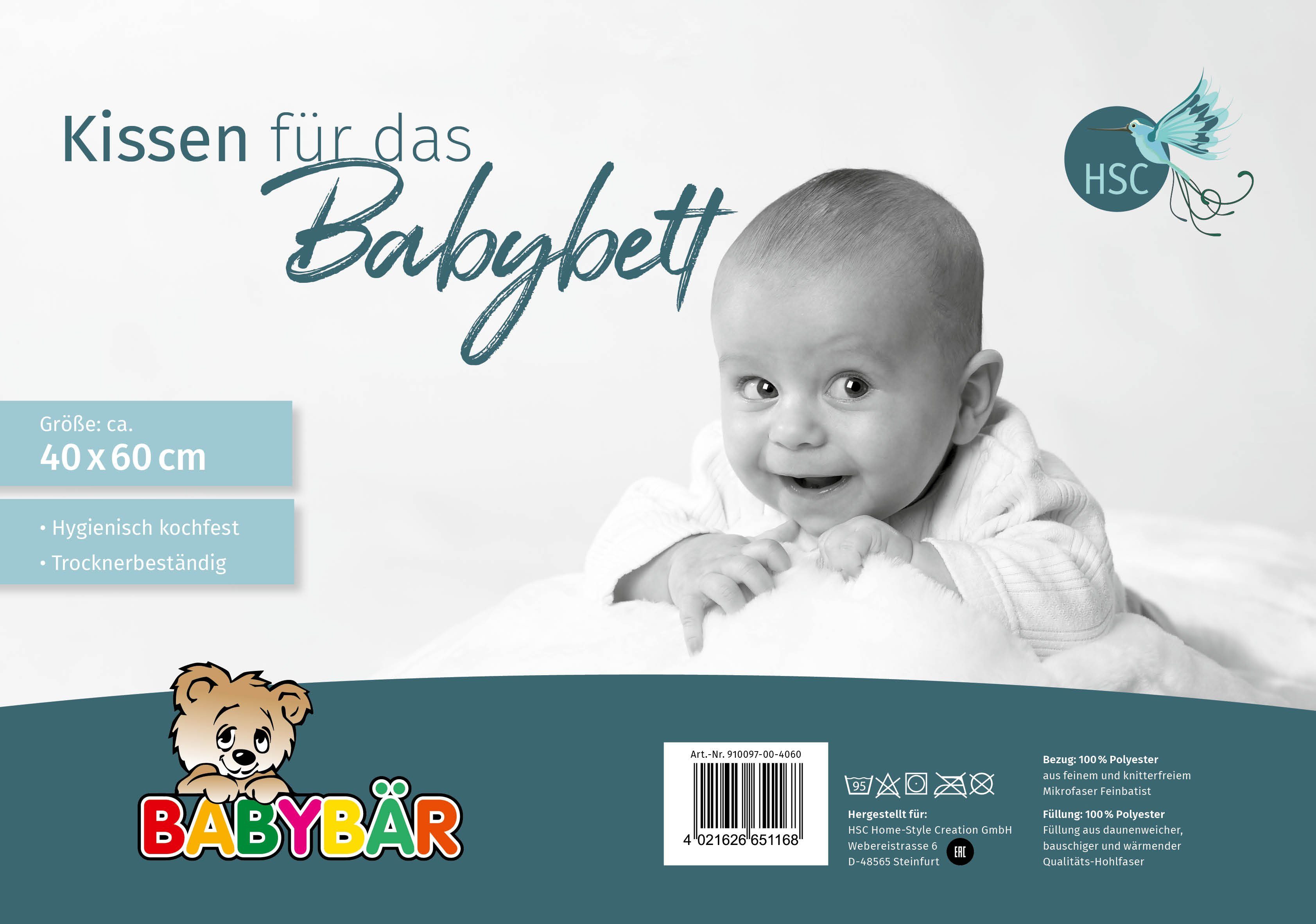 Home-Style-Creation Babykissen und Randrolle Flachkissen, GmbH gefüllt mit HSC Mikrofaser