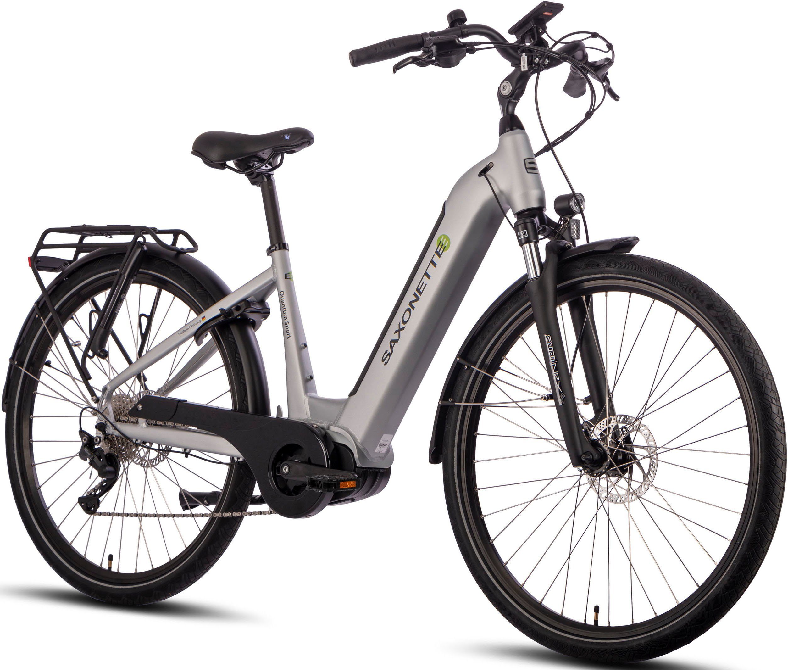 SAXONETTE E-Bike Trekkingrad Quantum Sport Wave, 10 Gang Shimano, Kettenschaltung, Mittelmotor, 540 Wh, Pedelec, Elektrofahrrad für Damen u. Herren