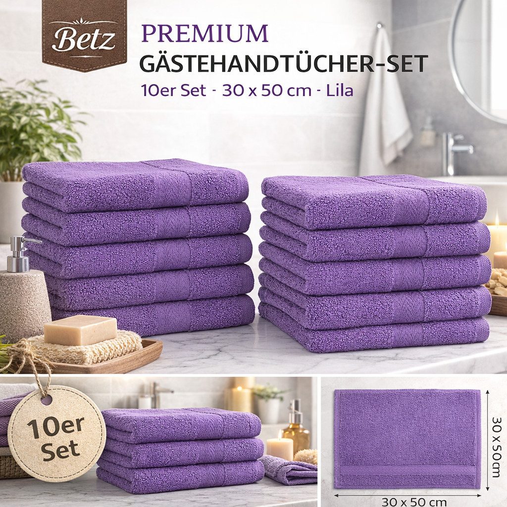 Betz Gästehandtücher 10 tlg. Gästehandtücher-Set PREMIUM 100 % Baumwolle 30x50cm, 100% Baumwolle (10-St)