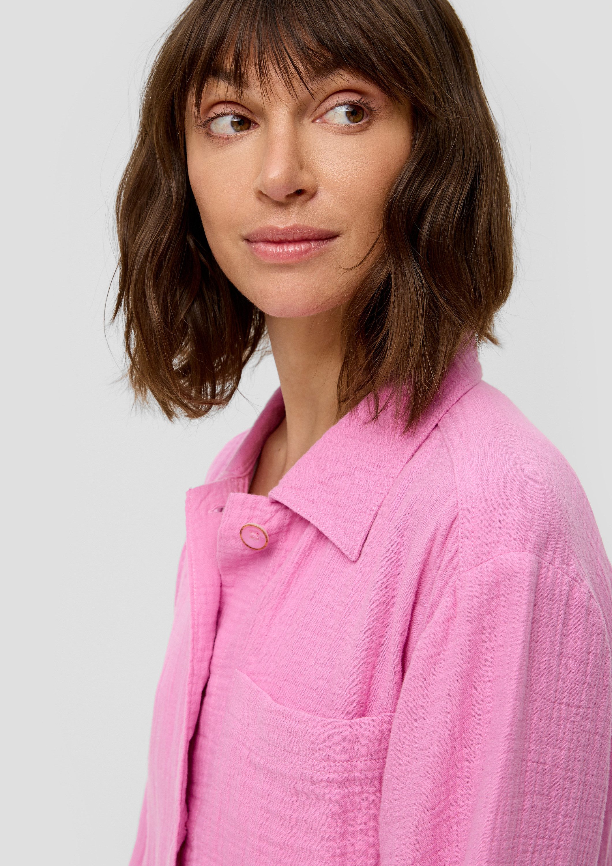 s.Oliver Funktionsjacke Hemd Relaxed-Fit-Hemd aus Musselin