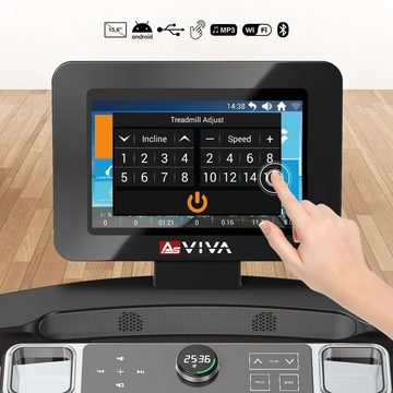 AsVIVA Laufband AsVIVA T18 Pro Bluetooth - 15,6" Android Touchscreen, Lautsprecher System, Inklusive Polar, Touch Konsole