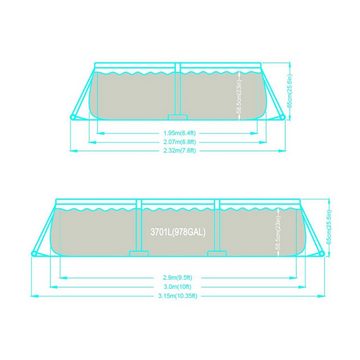 Sekey Framepool Sekey Aufstellpool Rechteckig 300x207x65 cm, Metal Frame Pool Metalrahmenpool, Anti-Rost Schwimmen Pool Kinder Familie, Grau