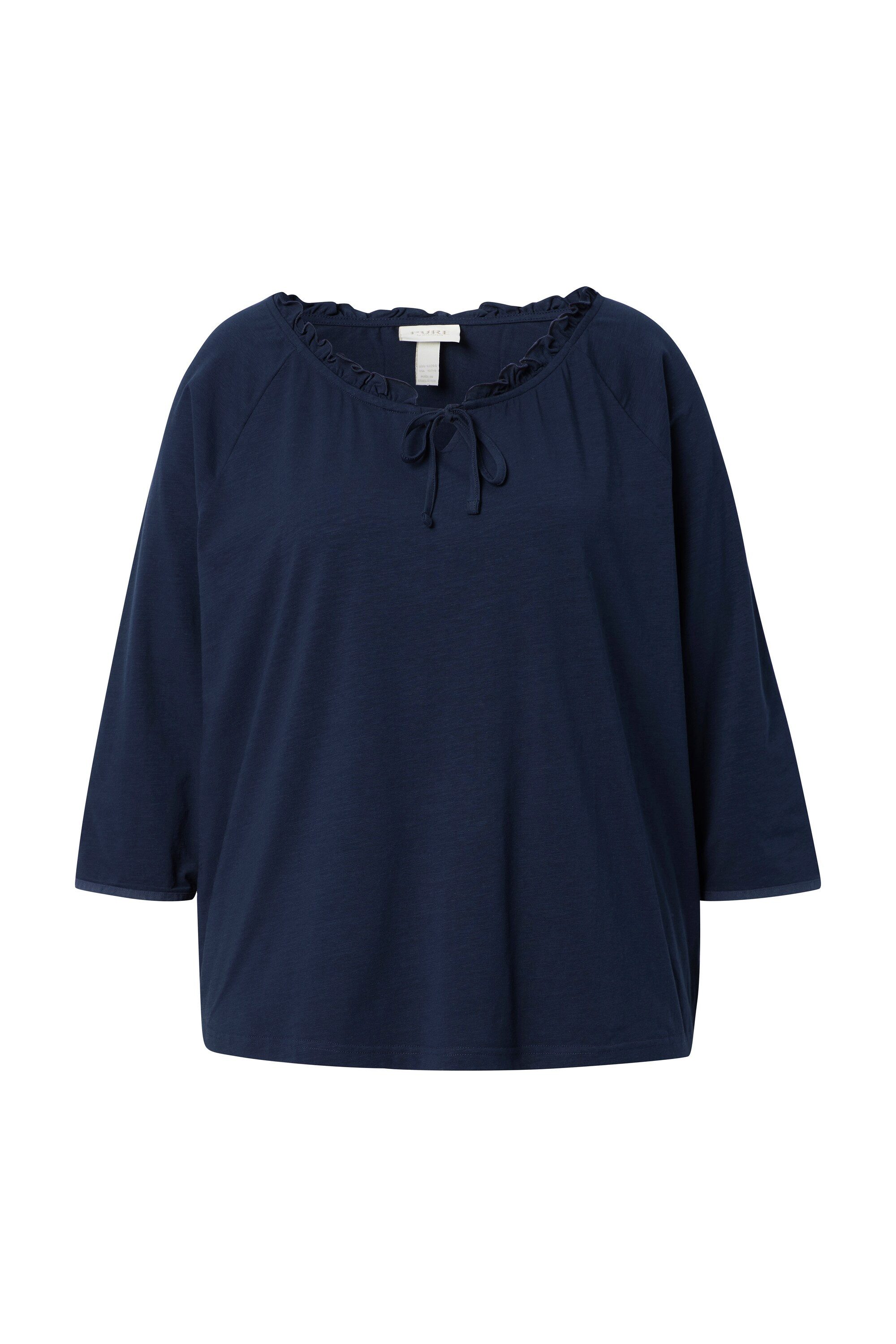 Ulla Popken T-Shirt T-Shirt Carmenausschnitt 3/4-Arm Biobaumwolle