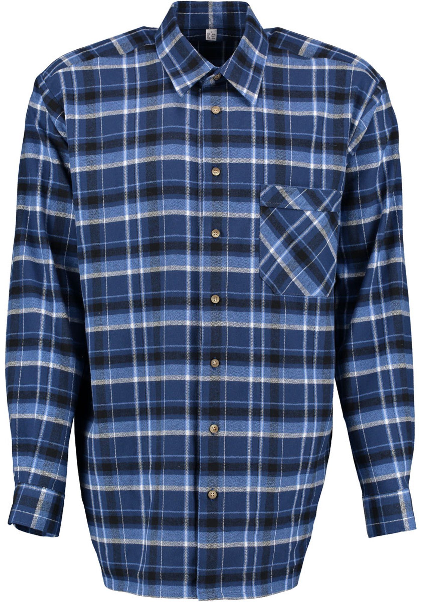 Condor Langarmhemd Foweia 90cm langes Herren Langarmhemd mit aufgesetzter Brusttasche