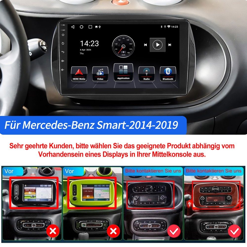 ESSGOO Für Smart Forfour Fortwo 453 2014-2022 Autoradio Carplay Autoradio (RDS, Digitalradio (DAB), FM, AM, Apple Carplay Android Auto GPS Navi WIFI BT)