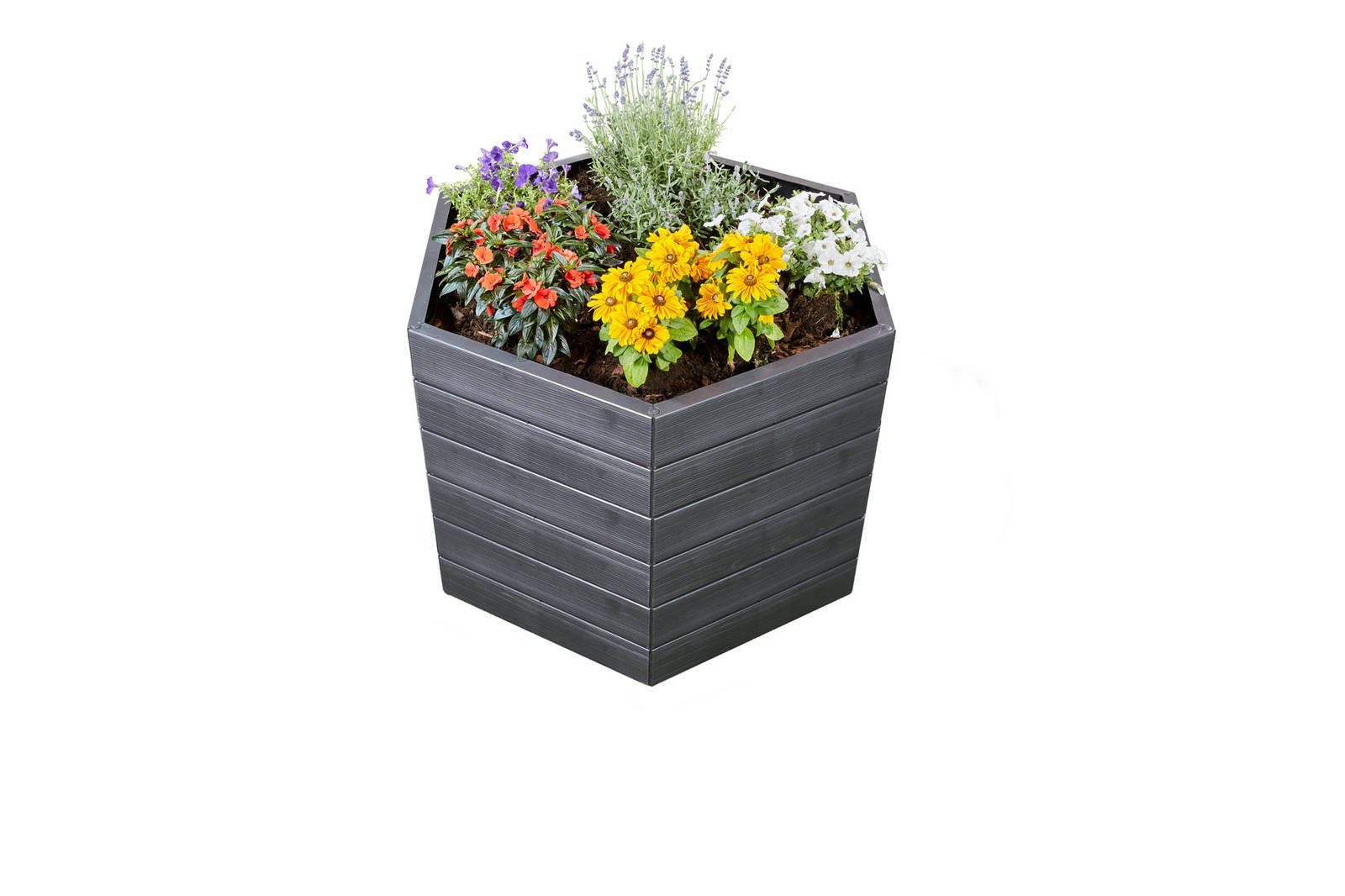 GARANTIA Hochbeet 645100 (Set, je 6 Elemente mit einer Gesamthöhe von 25 cm), Holzoptik, Werkzeuglose Montage, erweiterbar