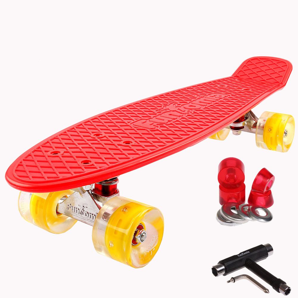 FunTomia Miniskateboard Kinder Cruiserboard Miniboard 57cm mit oder ohne LED Leuchtrollen