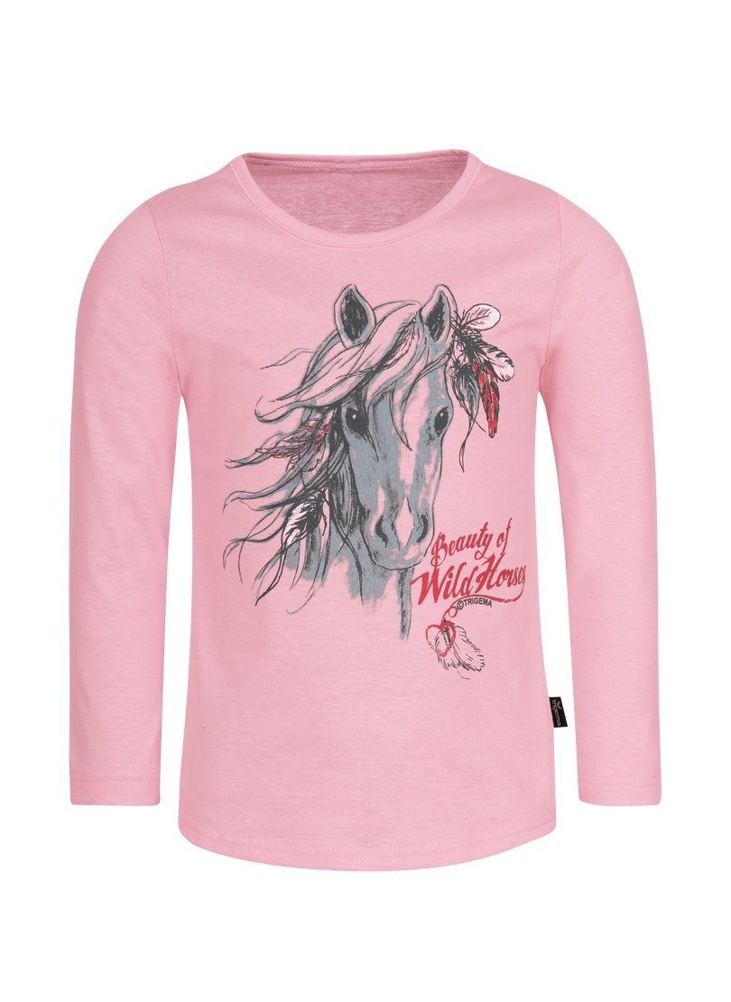 Trigema T-Shirt TRIGEMA T-Shirt niedlichem mit rosé Pferde-Motiv