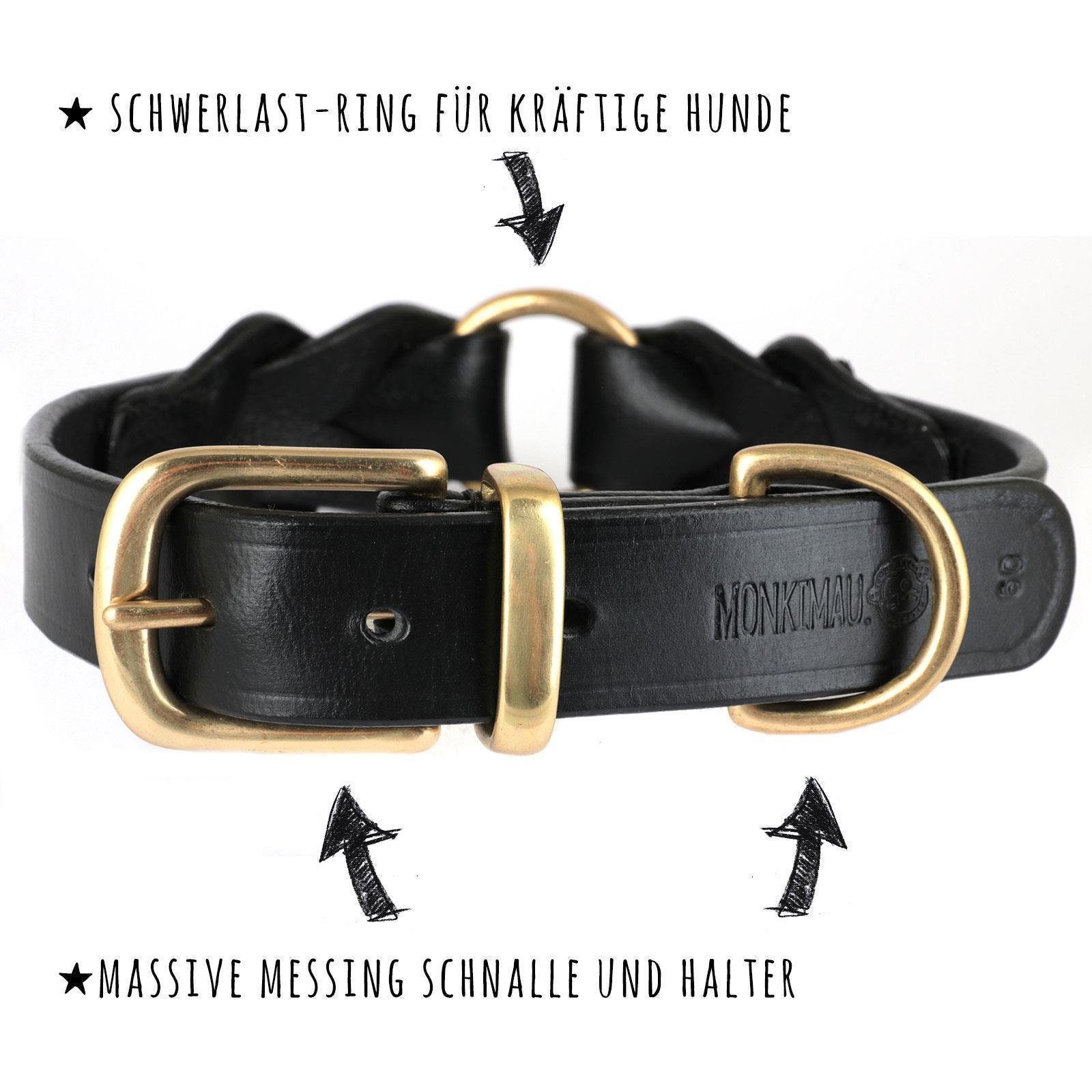 Monkimau Hunde-Halsband Hundehalsband aus Leder, Leder