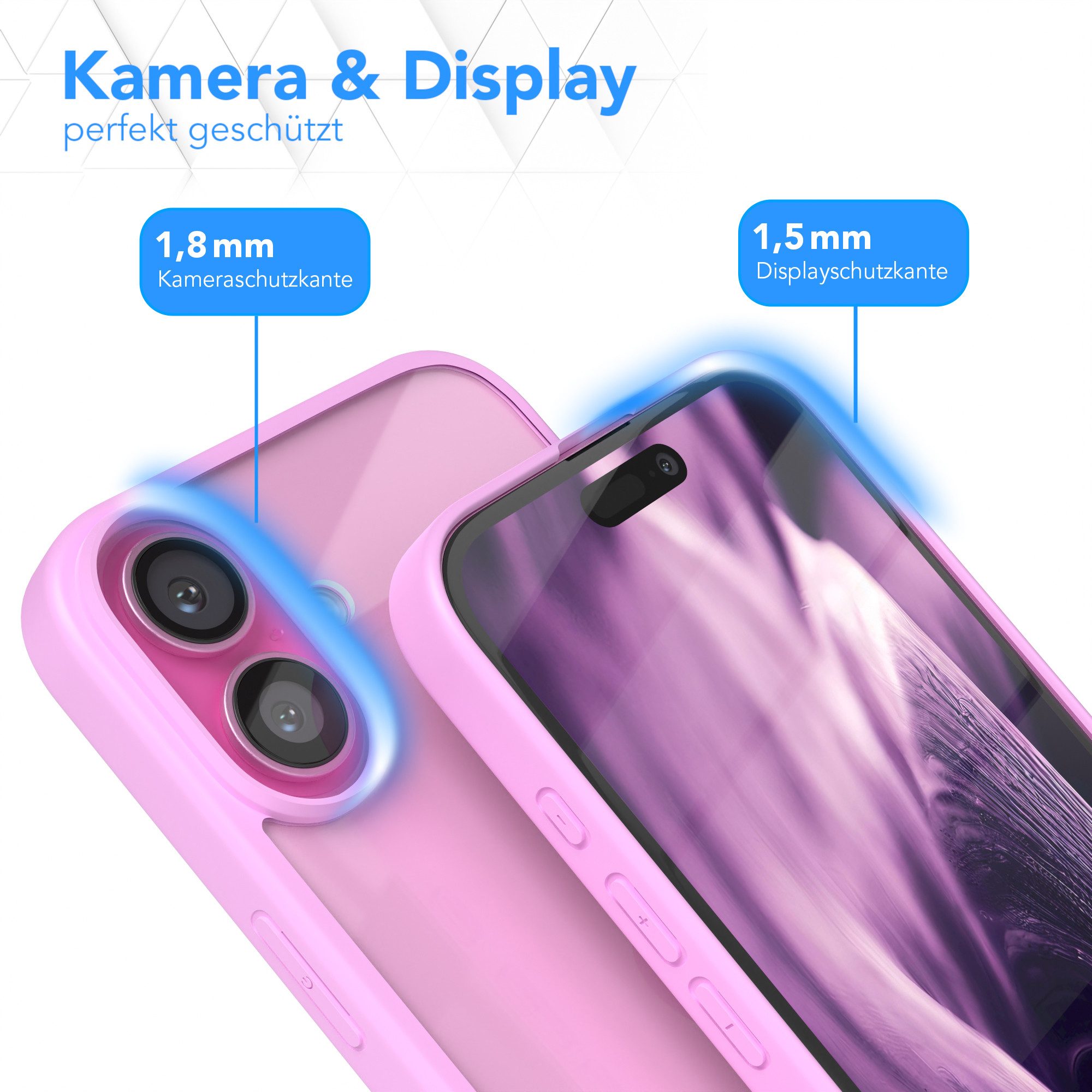 EAZY CASE Handyhülle Bumper Case für Apple iPhone 16 Plus 6,7 Zoll, Handyhülle Dünn mit Kameraschutz Hybrid Handyhülle stoßfest Helllila