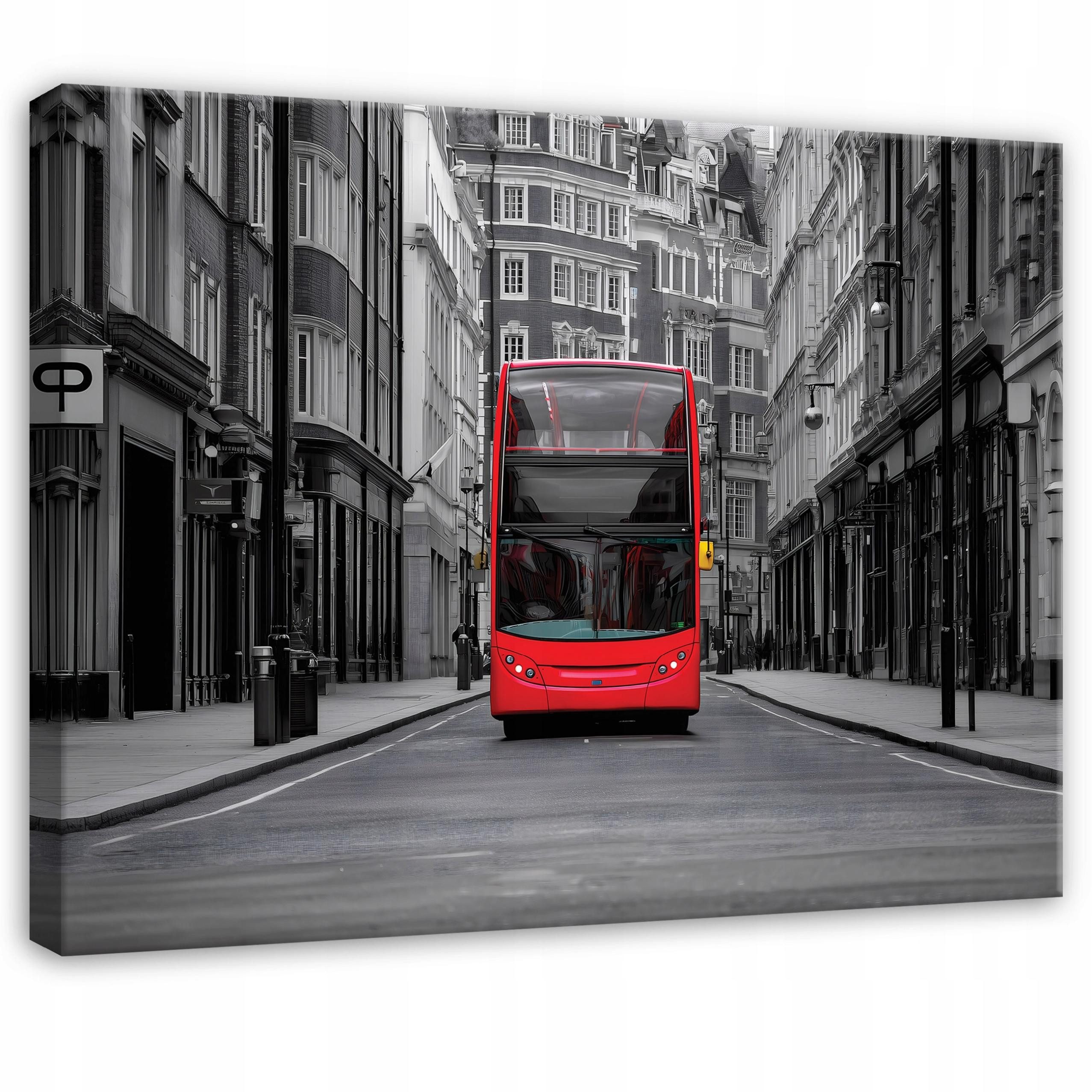 Wallarena Leinwandbild Autobus Stadt - Mehrfarbig - Modern - Vlies - Wohnzimmer, Autobus, 100x75x3cm