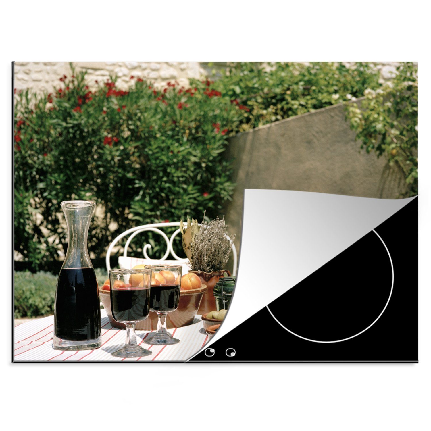MuchoWow Herdblende-/Abdeckplatte Wein - Frankreich - Tisch, Vinyl, (1 tlg), 70x52 cm, Mobile Arbeitsfläche nutzbar, Ceranfeldabdeckung