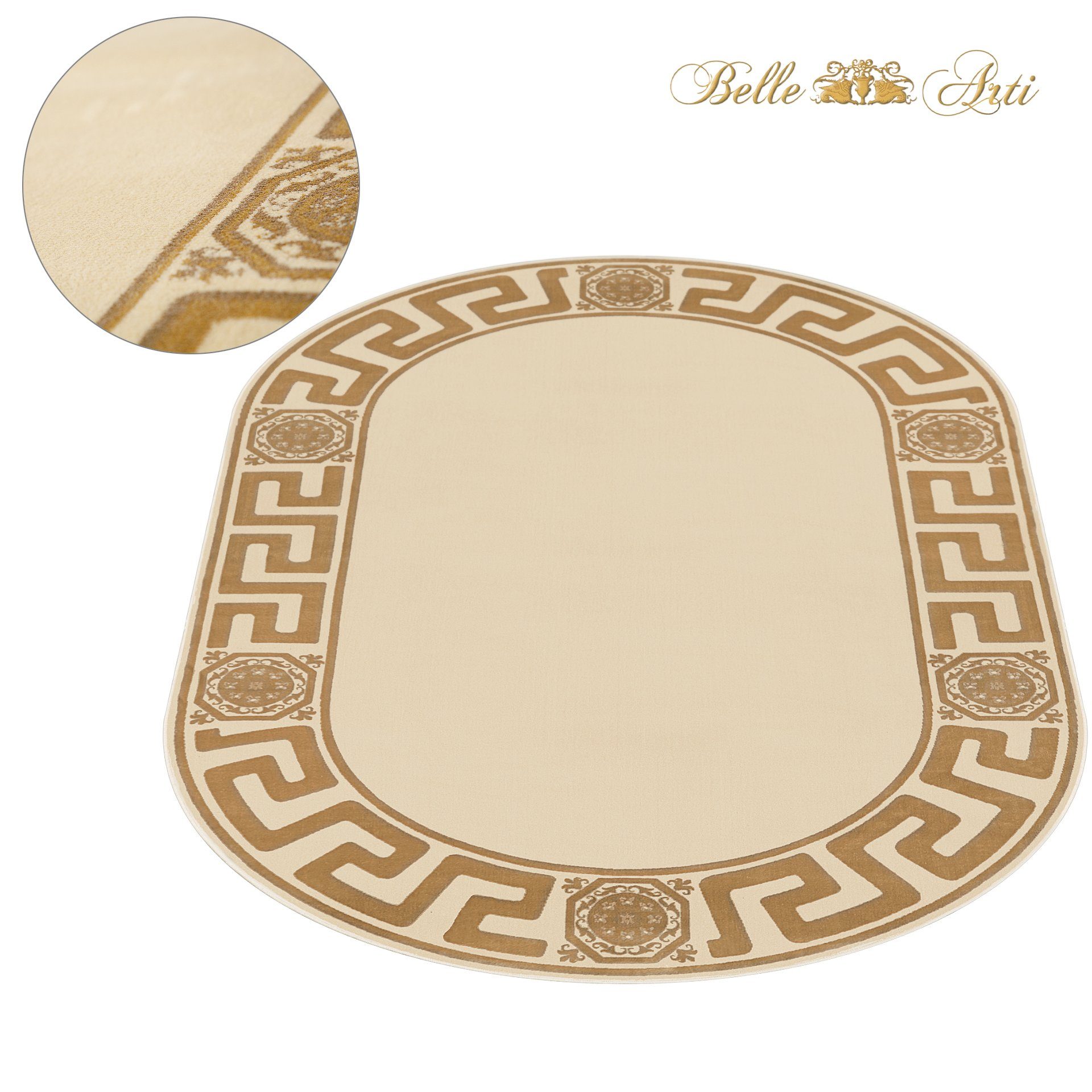 Belle Arti Teppich Mäander Teppich Beige art 641 152 cm x 230 cm Oval, Oval