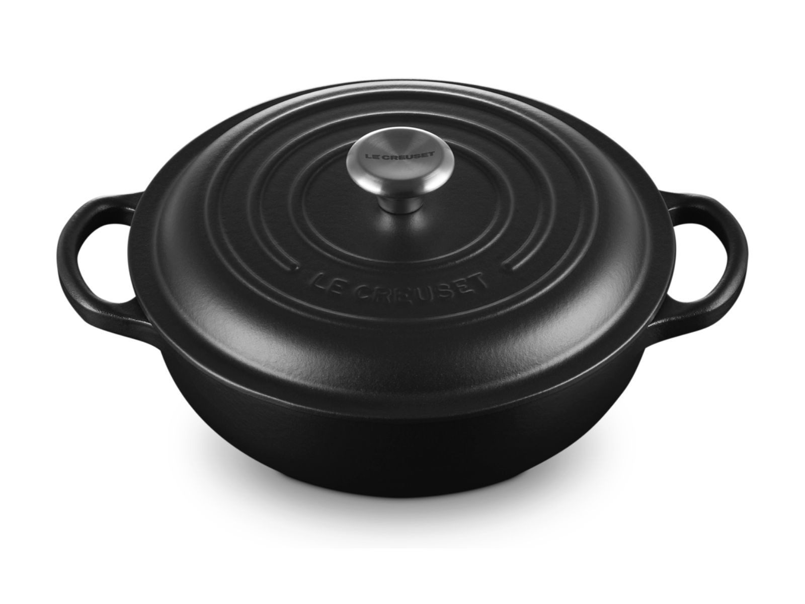 LE CREUSET Bräter Stew Pot Signature rund schwarz matt 22cm, Emailliertes Gusseisen