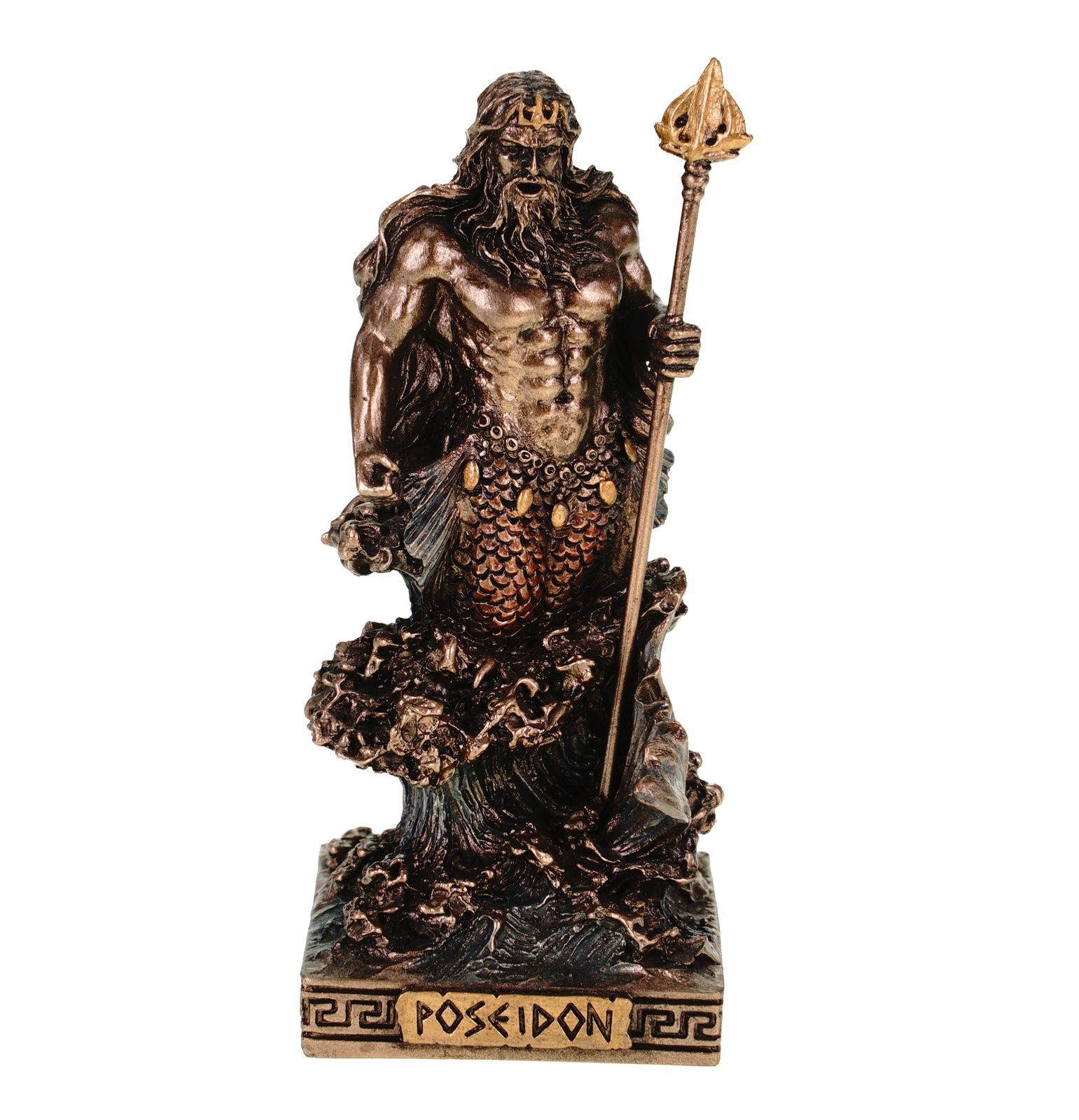 Dekofigur Miniatur Figur Griechischer Gott Poseidon- bronzefarben by Veronese
