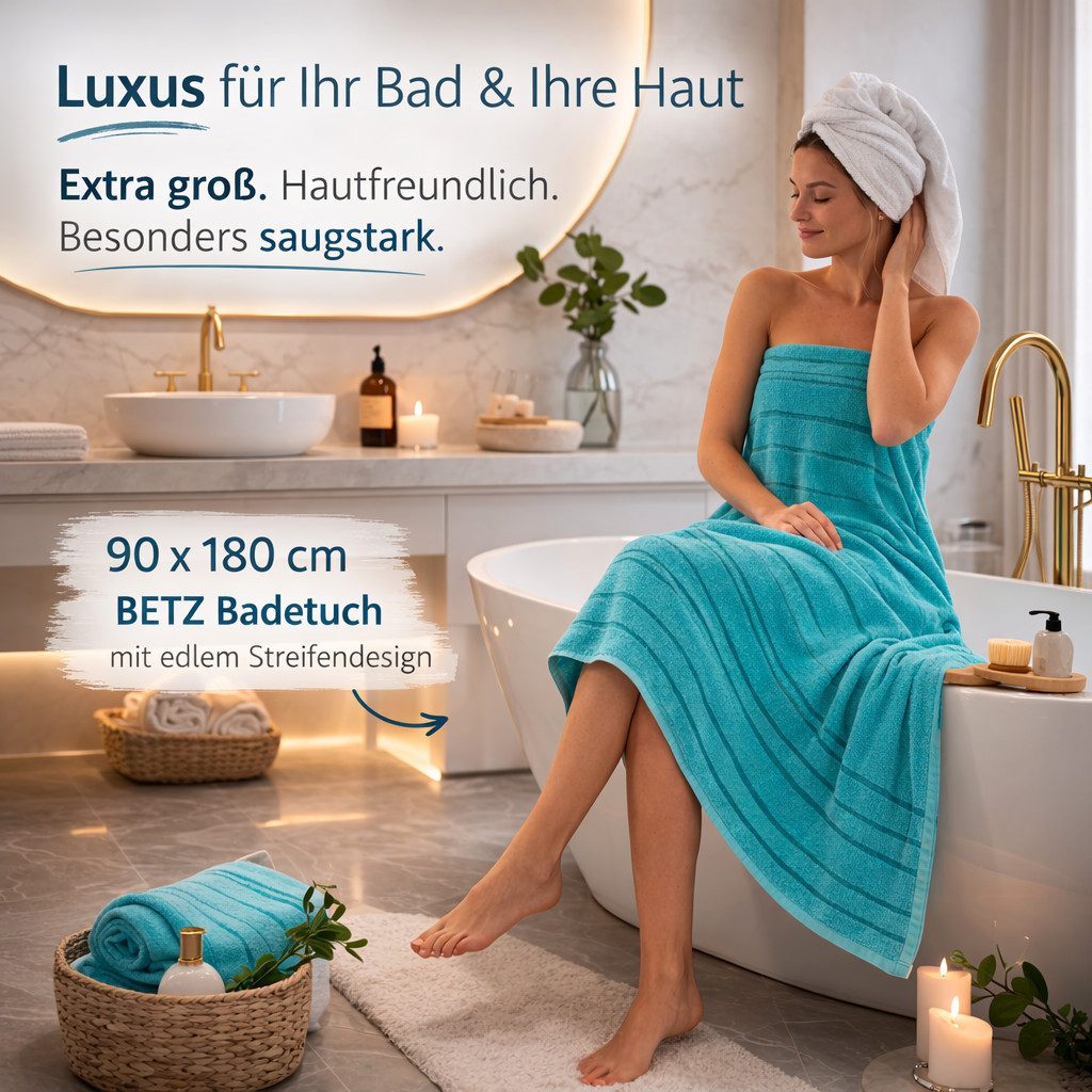 Betz Strandtuch Betz XXL Badetuch LINES Saunahandtuch Liegetuch 90x180 cm, 100% Baumwolle