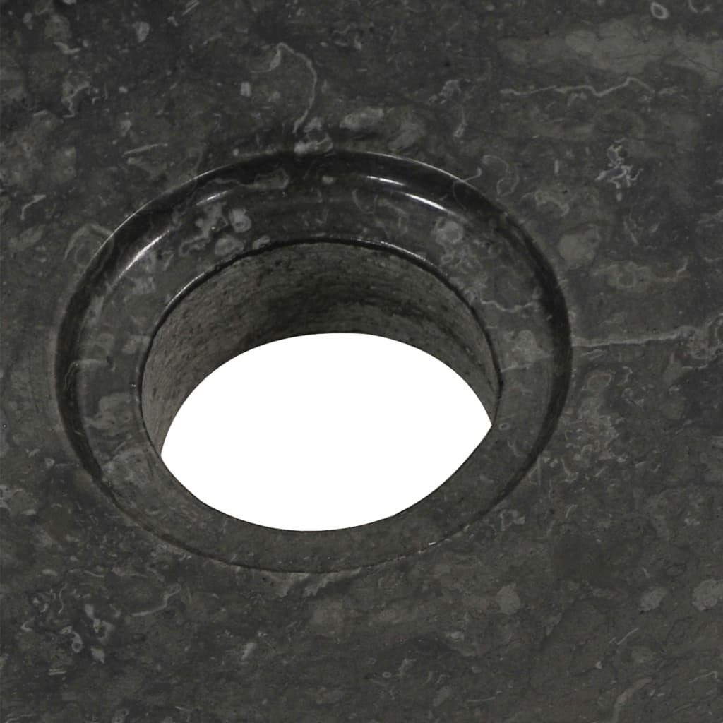 Schwarz Teak Massivholz (1-St) vidaXL Badezimmerspiegelschrank Waschtisch Marmor mit Waschbecken