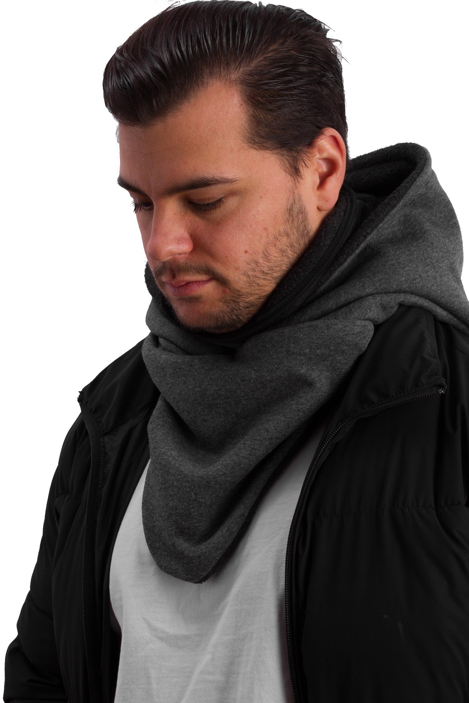 Alpenfleece, - Manufaktur13 Schal aus Hooded mit Windbreaker Loop Kapuzenschal, Rough Schal integriertem Dark
