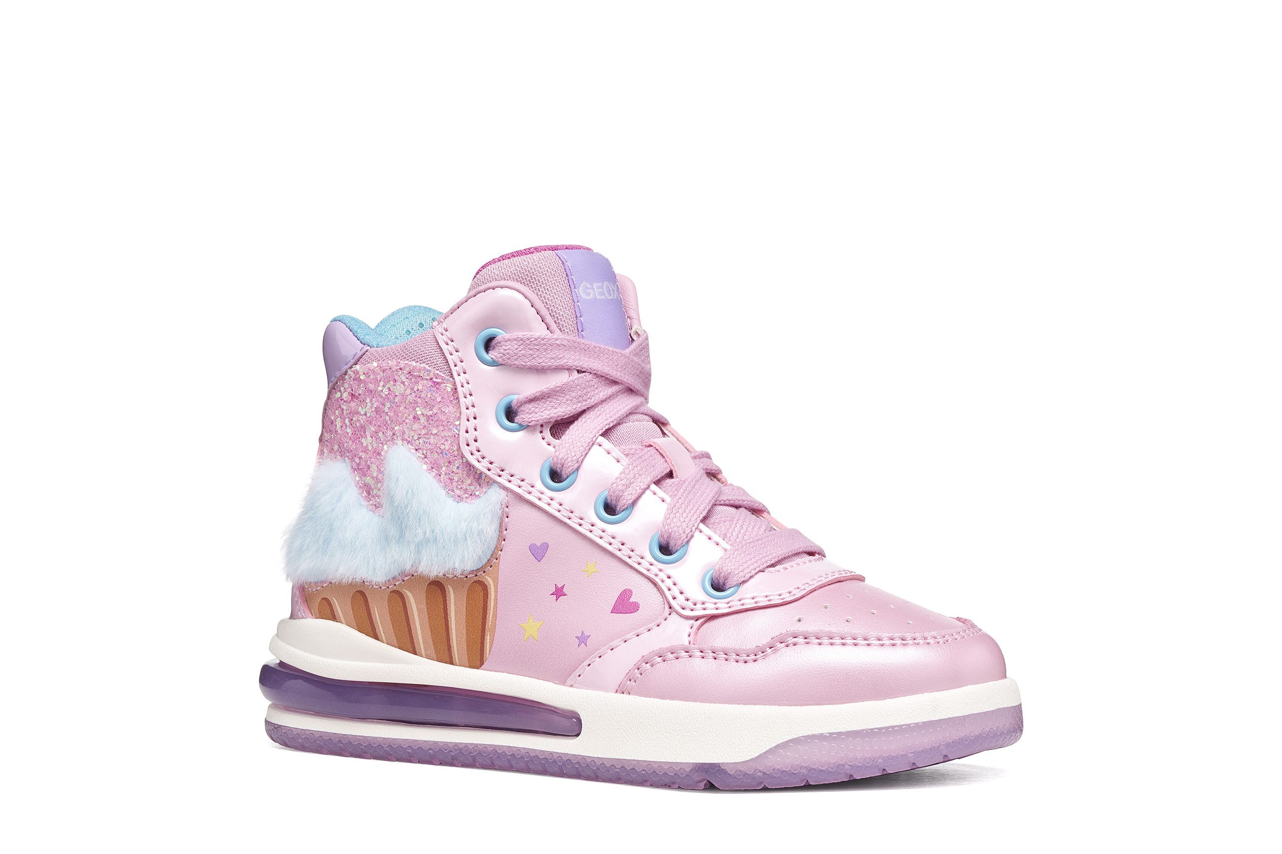 Geox J SKETLITE GIRL - Blinkschuh Sneaker Boots, Glitzerbesatz und Blinkfunktion, Größenschablone zum Download