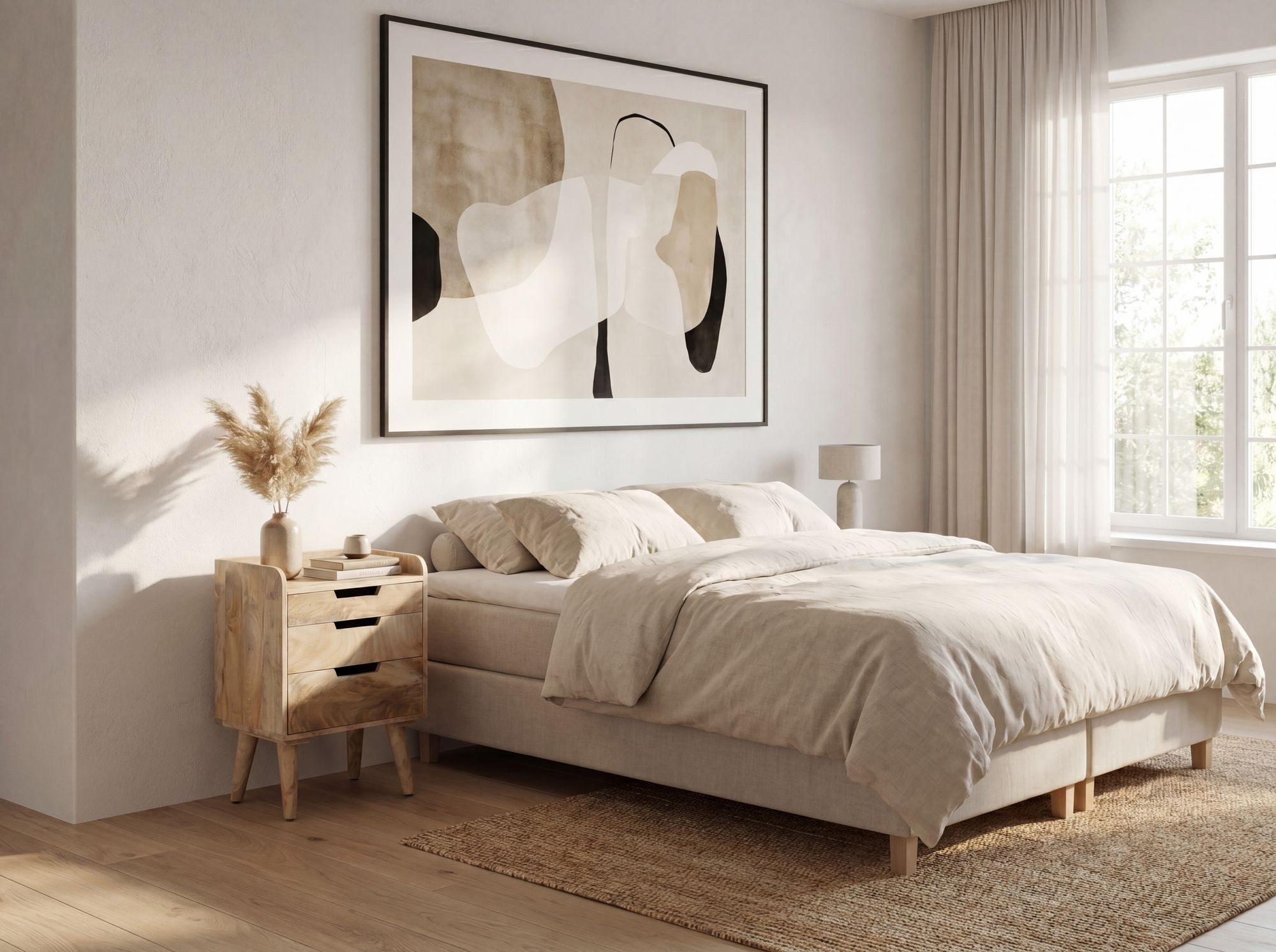 FINEBUY Nachttisch FB105728 Massiv 3 Schubladen Ablage Nachtkonsole Natur Nachtkästchen (Design Nachtkommode, Nachtkonsole Hellbraun), 63 cm Boxspringbett, Mango Massivholz Schubladen