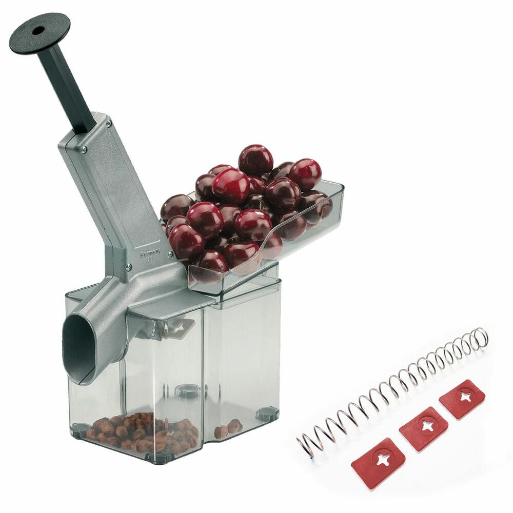 WESTMARK Entkerner für Kirschen, inkl. Verschleißteil-Set, mit Schütte & Kernkassette, Aluminium, SAN, Edelstahl, TPE, Stahl