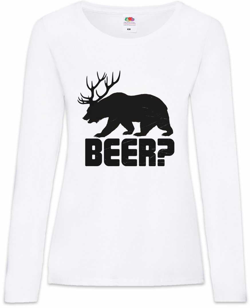 Langarmshirt Beer Damen Langarmshirt Bier Hirsch Reh Jagd Jäger Bär Geweih Deer