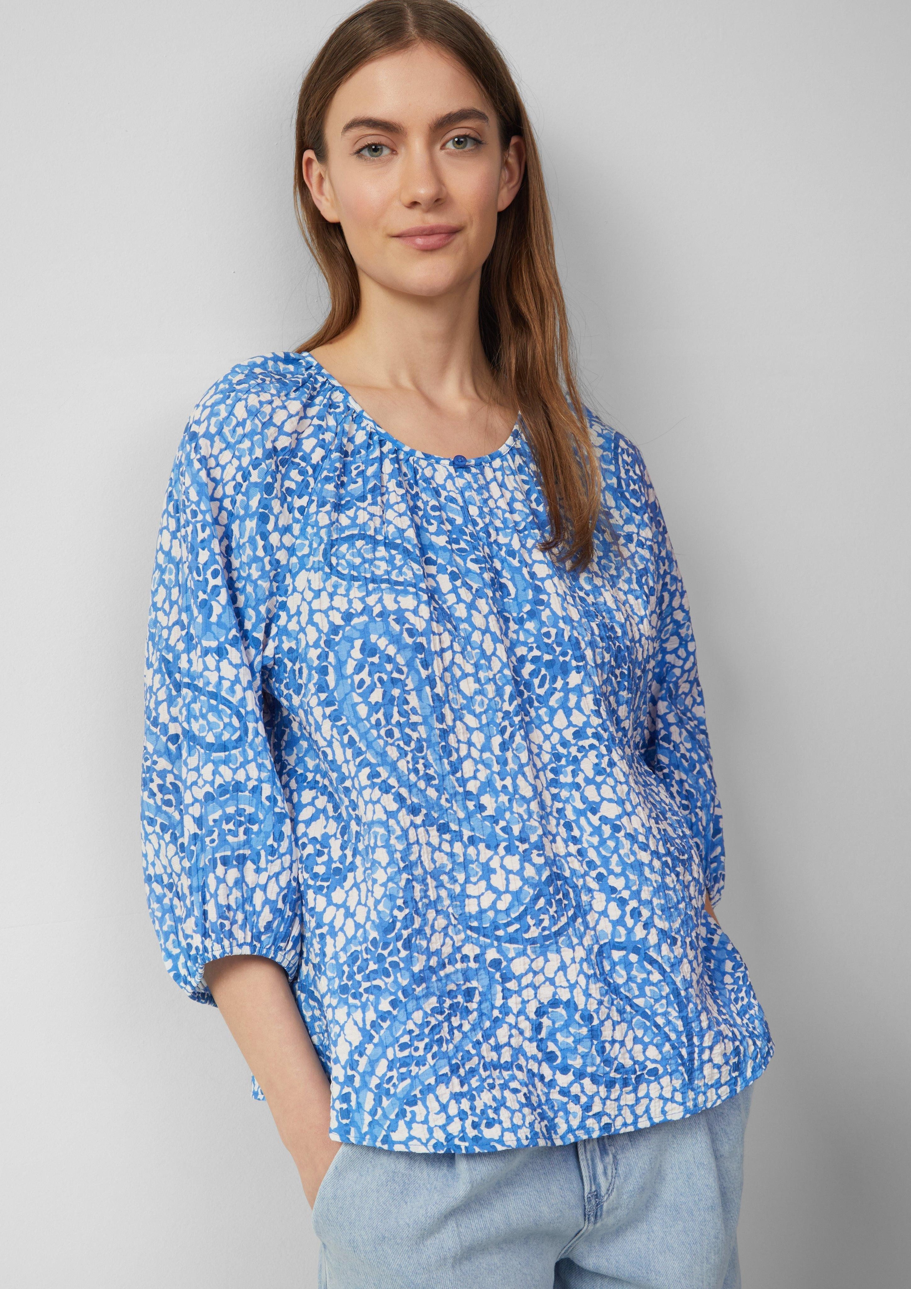 s.Oliver Langarmbluse Strukturierte Relaxed-Fit-Bluse mit Raffungen günstig online kaufen