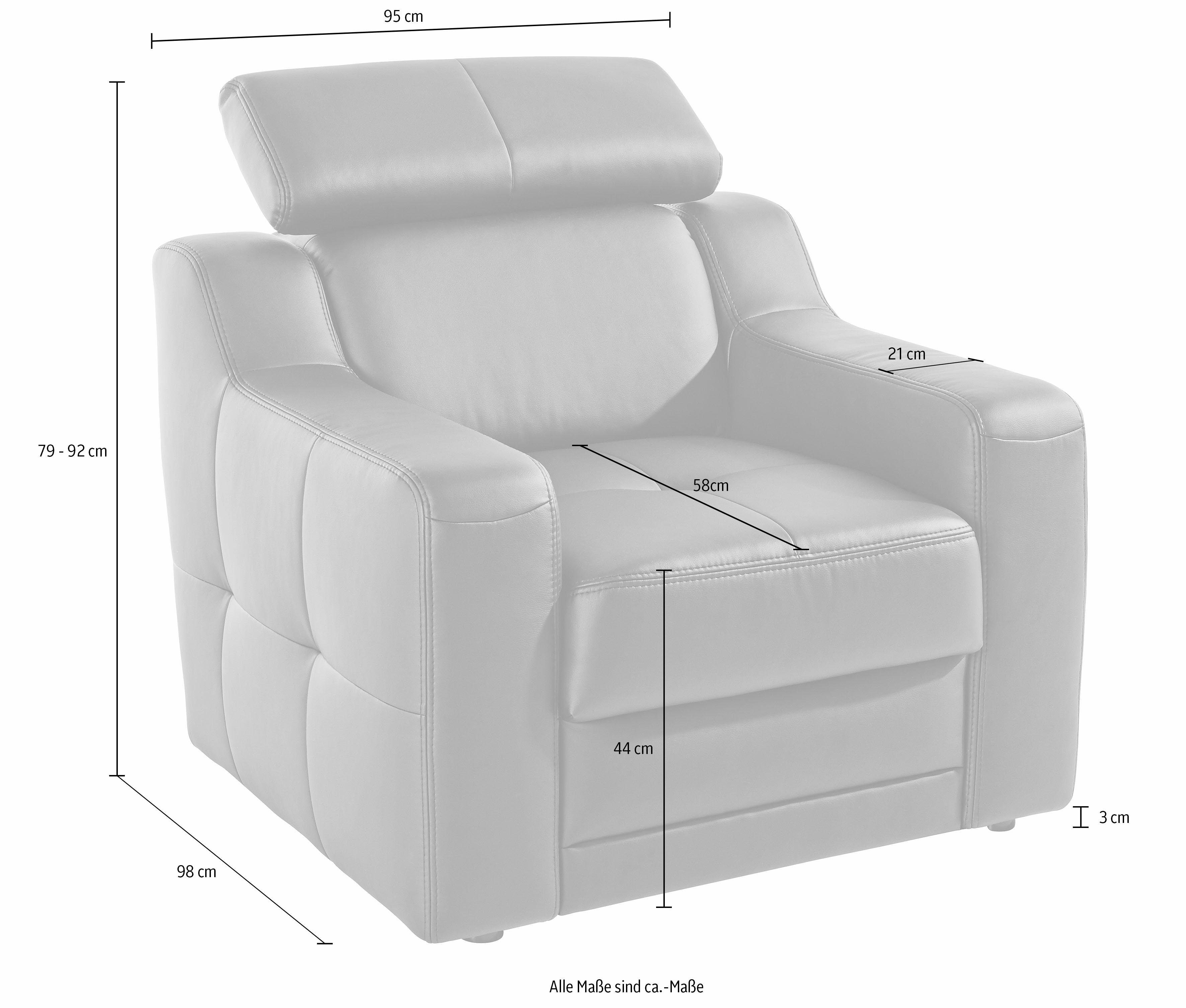 exxpo - sofa fashion Sessel Lotos, Loungesessel, mit Kopf- bzw. Rückenteilverstellung