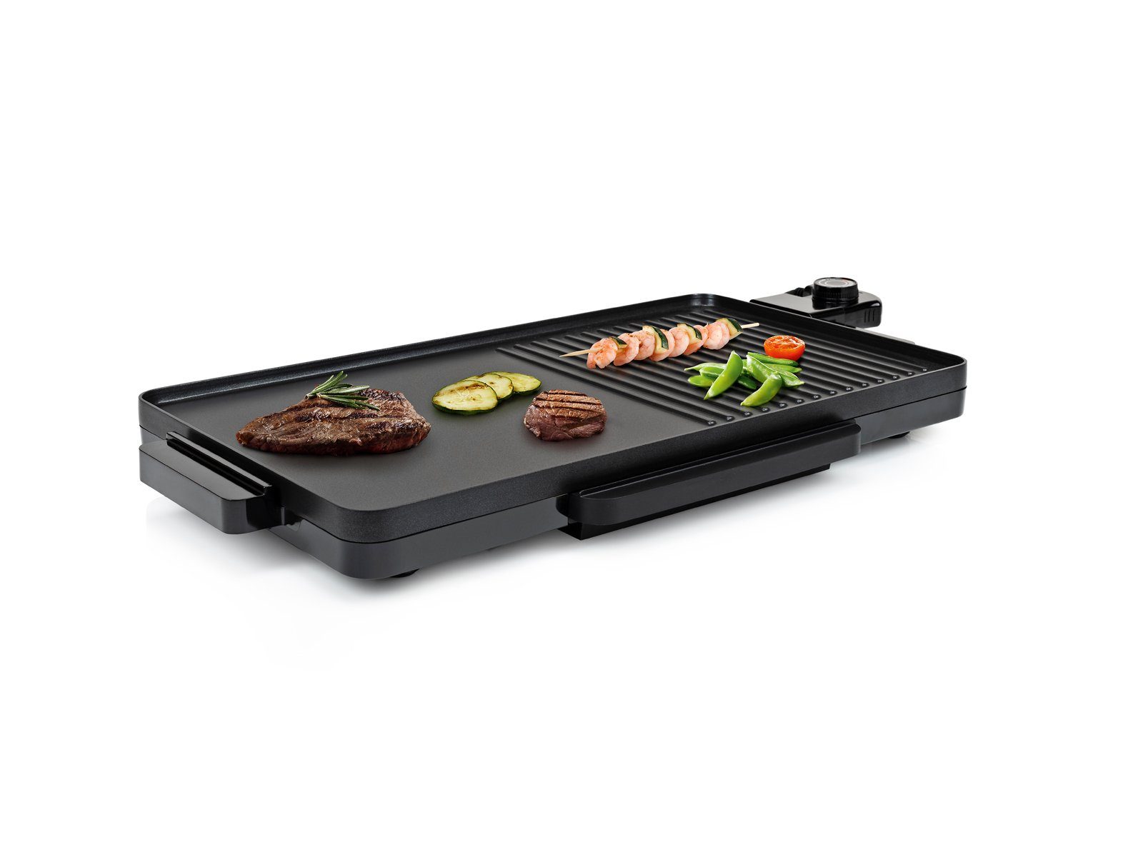 Tristar Tischgrill, 2000 W, Elektrischer XL Teppanyaki Balkon Back-& Grill-Platte für 4-6 Personen