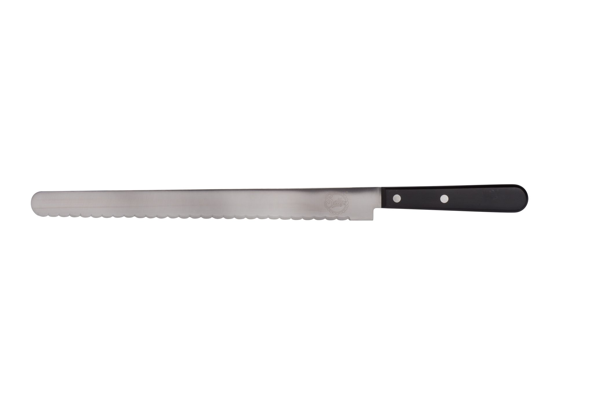 Sallys Brotmesser aus Edelstahl und 31,5 cm Klingenlänge, aus einem Stück geschmiedet und extra lange Klinge