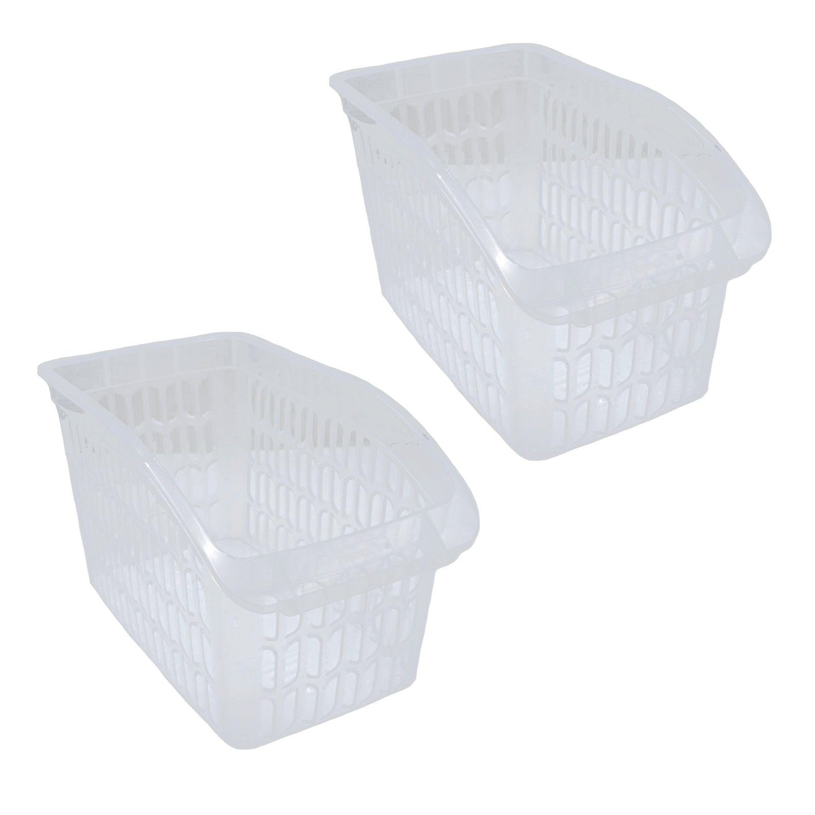 HAC24 Aufbewahrungskorb Aufbewahrungsbox Schrankkorb Regal Organizer Ordnungskorb Kunststoff (Set, 2 St), Transparent, 17,5 x 29 x 17,5 cm