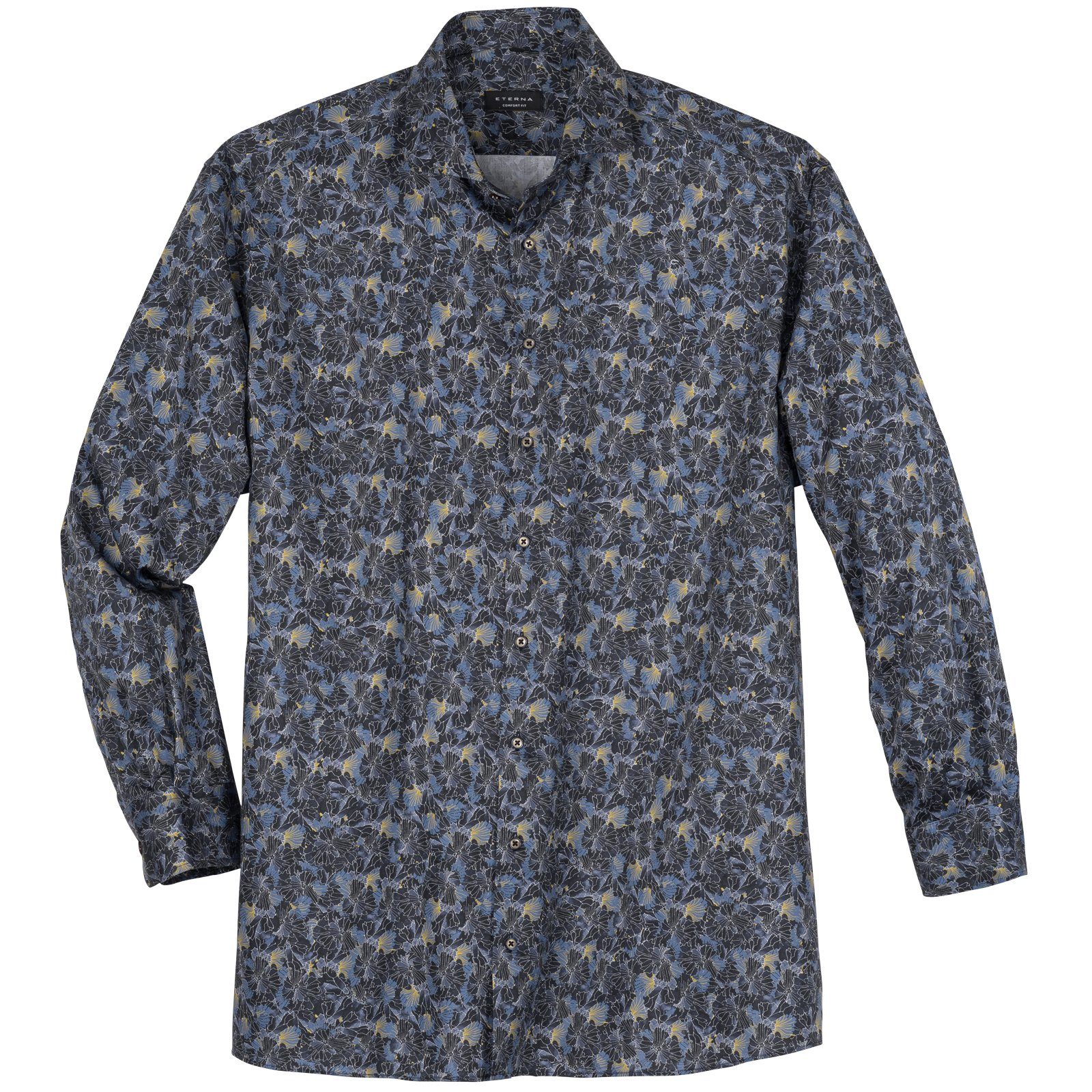 Eterna Businesshemd Eterna XXL City Hemd bügelfrei Floral-Design navy
