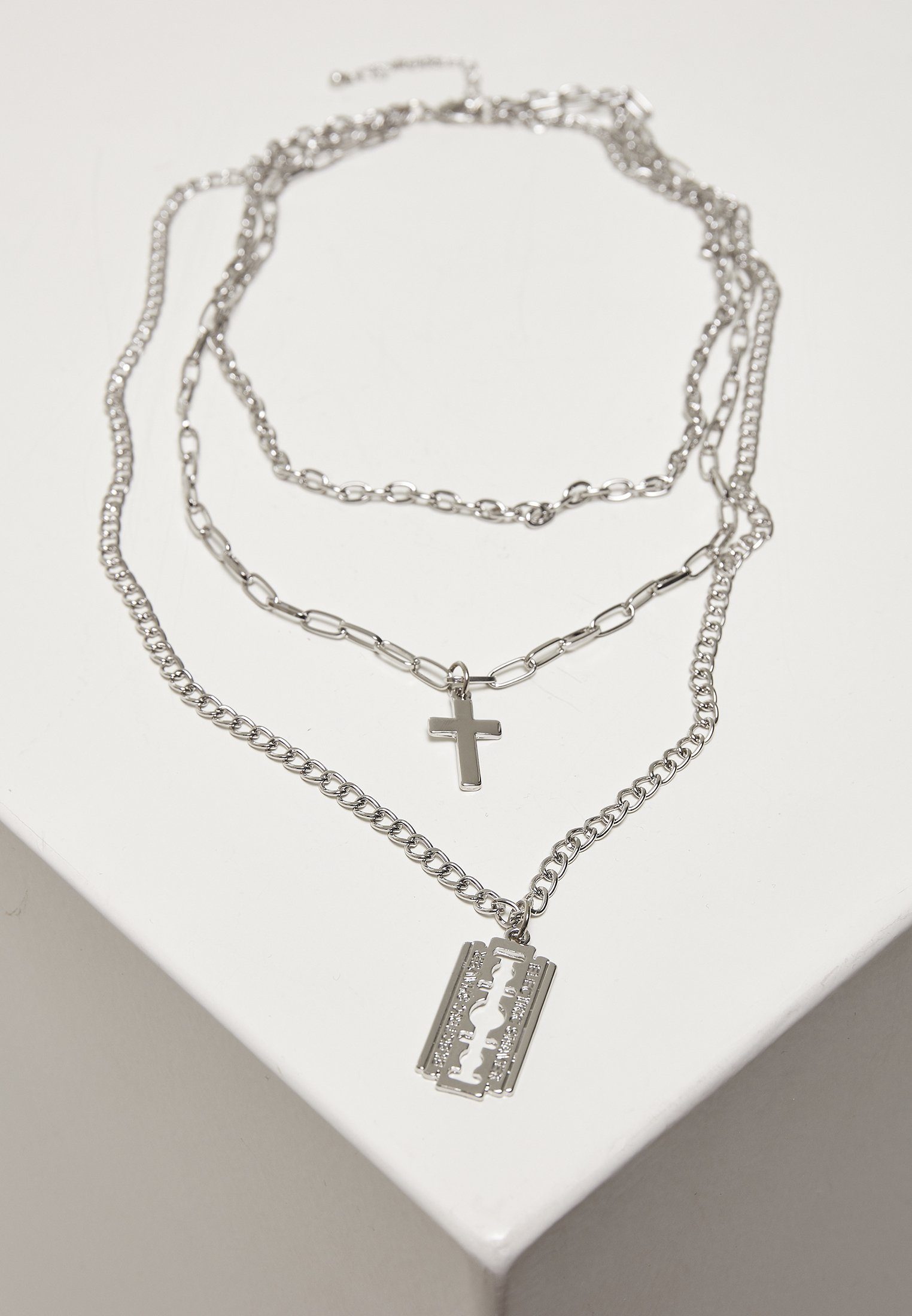 URBAN CLASSICS Edelstahlkette Accessoires Razor Blade Necklace silver