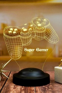 Geschenkelampe LED Nachttischlampe Spielkonsole Joystick 3D Gravur mehrfarbige Nachttischlampe, Leuchte 7 Farben fest integriert, Geburtstagsgeschenk für Freunde, Gamer, Jungen, Partner, Kollege